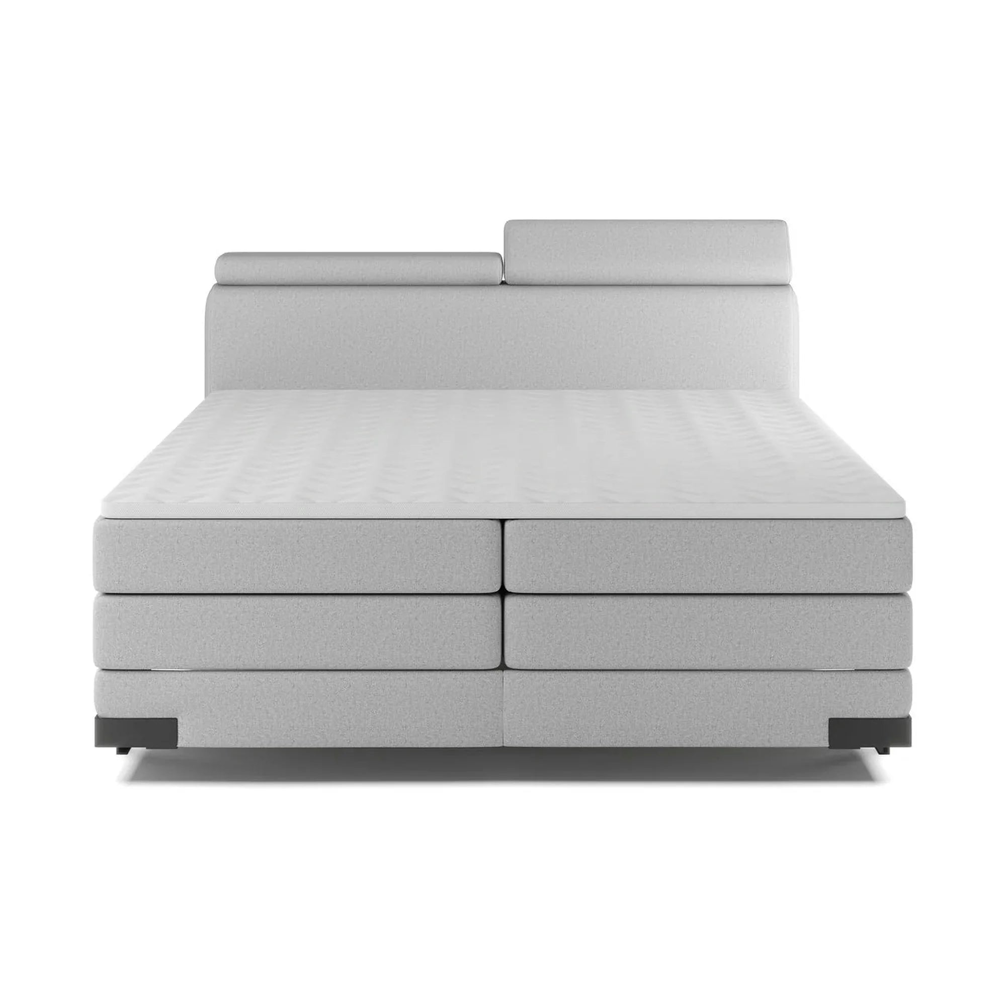 Pat boxspring KANO 160x200, personalizabil, cu saltea, topper, tetiere reglabile si 2 spatii pentru depozitare
