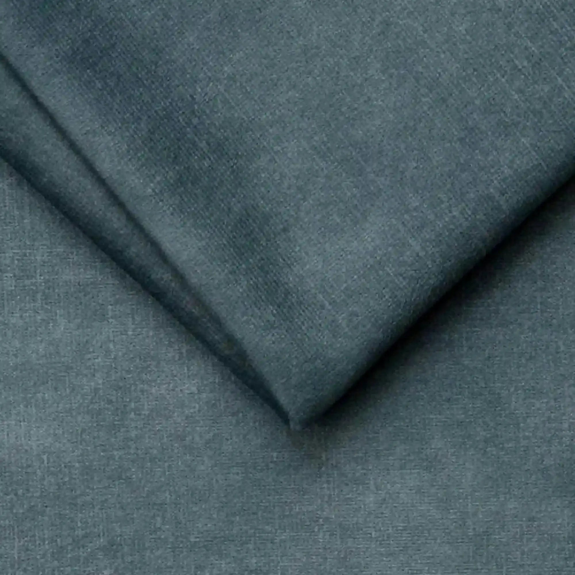 Pat boxspring KANO 160x200, stofa catifelata albastru - Palladium 14, cu saltea, topper, tetiere reglabile si 2 spatii depozitare