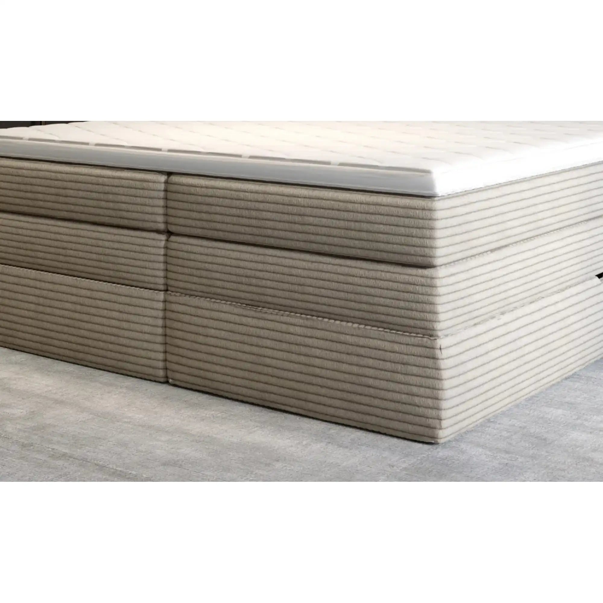 Pat boxspring MADDEN 180x200, personalizabil materiale gama Oferta Avantaj, 2 lazi depozitare, cu saltele si topper