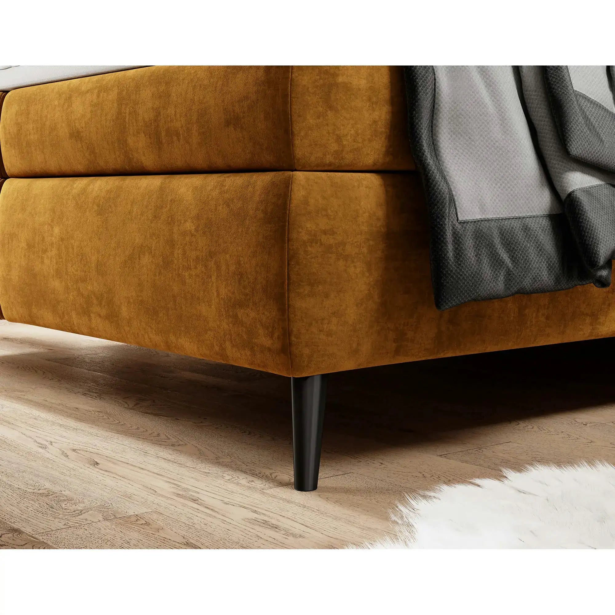 Pat boxspring MADISON 160x200, stofa gri - Salvador 14, cu saltele si topper