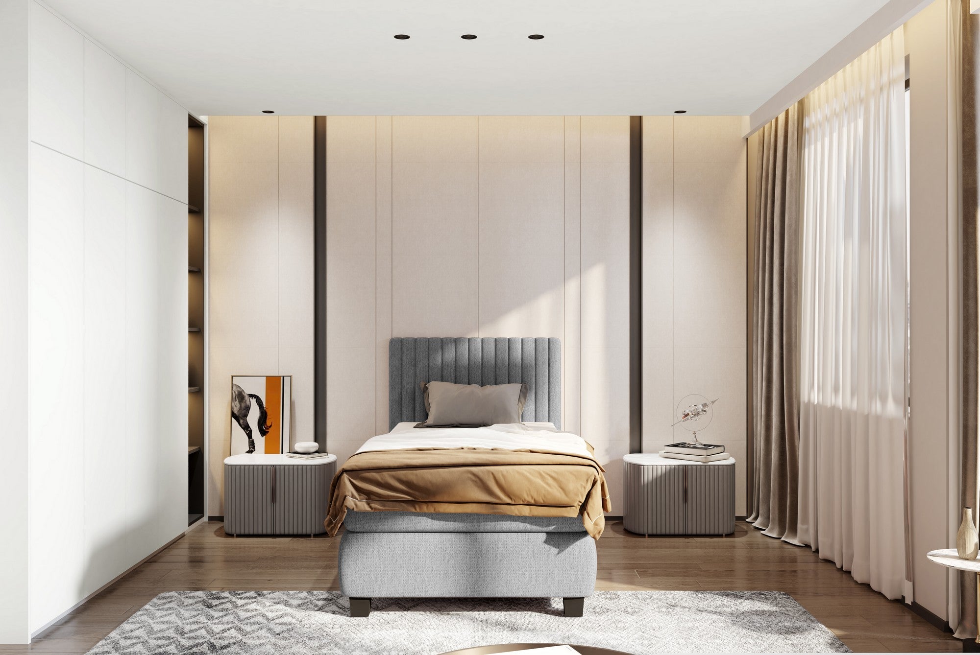 Pat boxspring MAYA 100x200, personalizabil materiale gama Oferta Avantaj, cu saltele si topper
