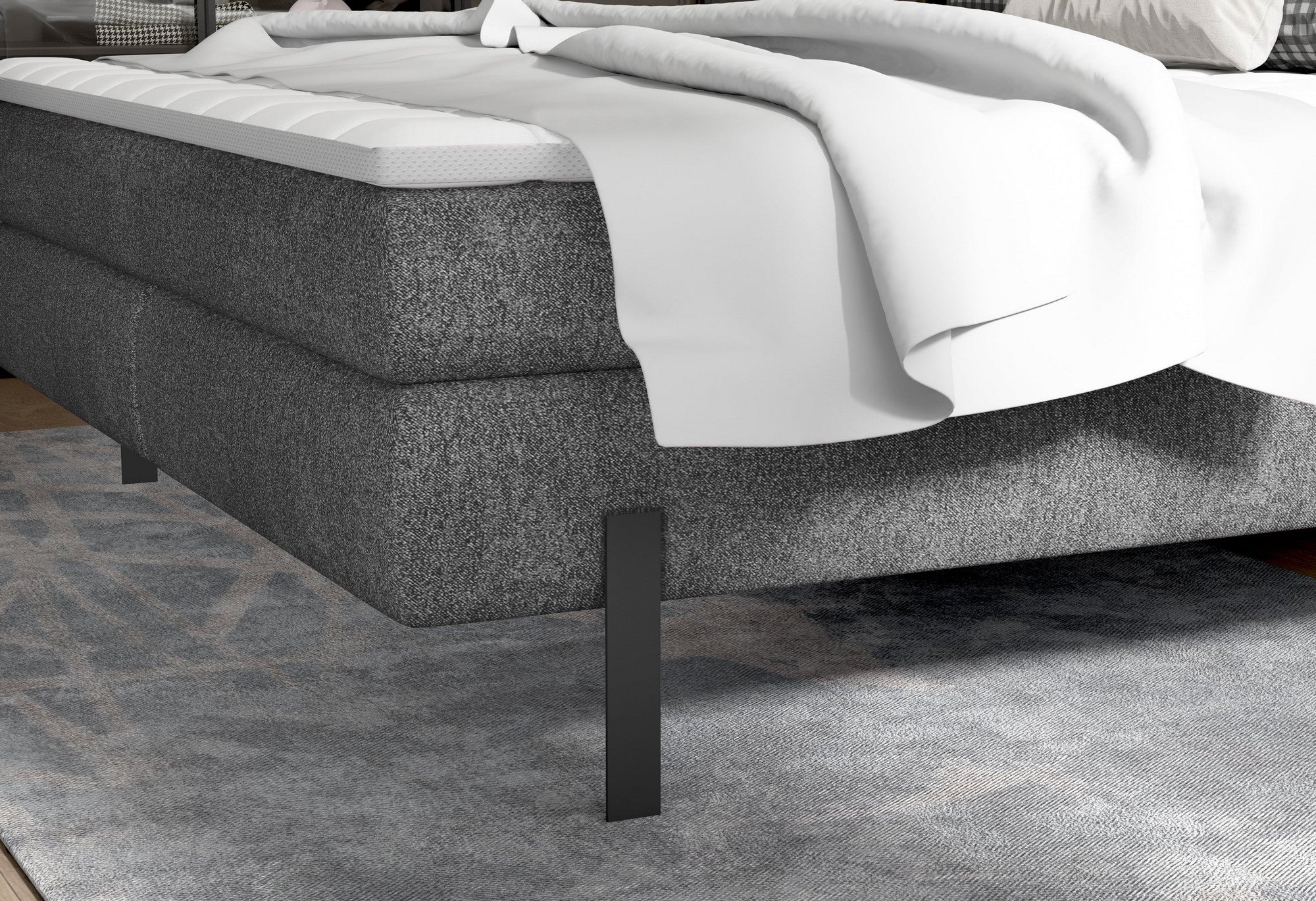 Pat boxspring NOBILE 160x200, personalizabil materiale Gama Premium, cu saltele si topper