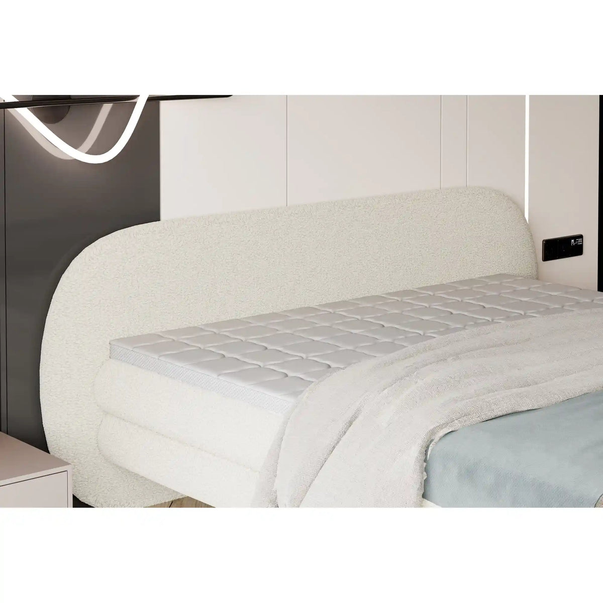 Pat boxspring OVO 180x200, personalizabil materiale Gama Premium, cu saltele si topper