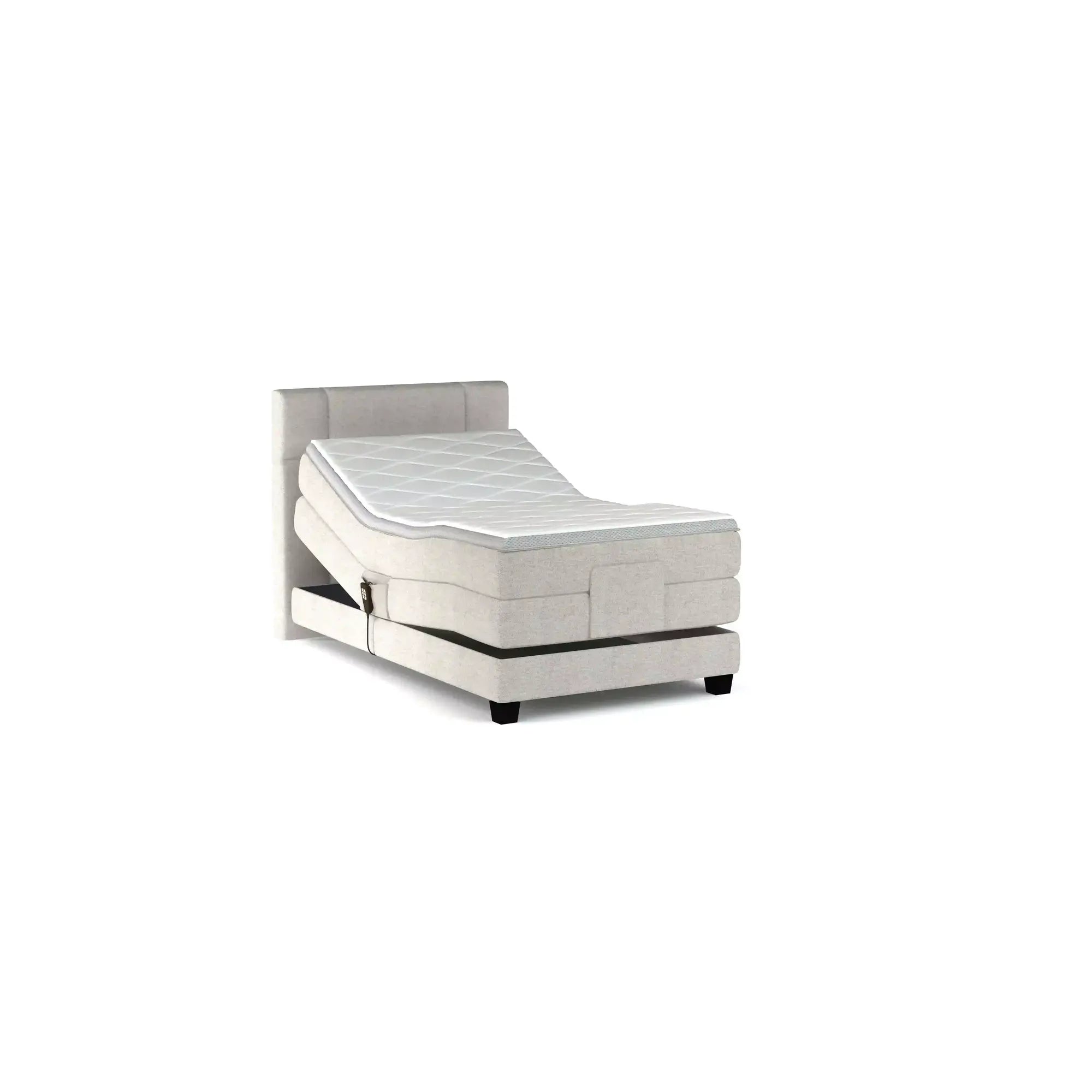 Pat boxspring REY 100x200, personalizabil materiale gama Oferta Avantaj, cu mecanism electric, saltele si topper
