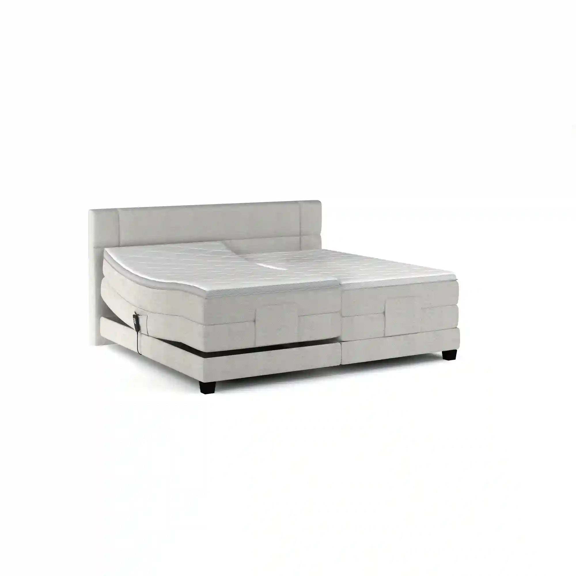 Pat boxspring REY 140x200, personalizabil materiale gama Oferta Avantaj, cu mecanism electric, saltele si topper