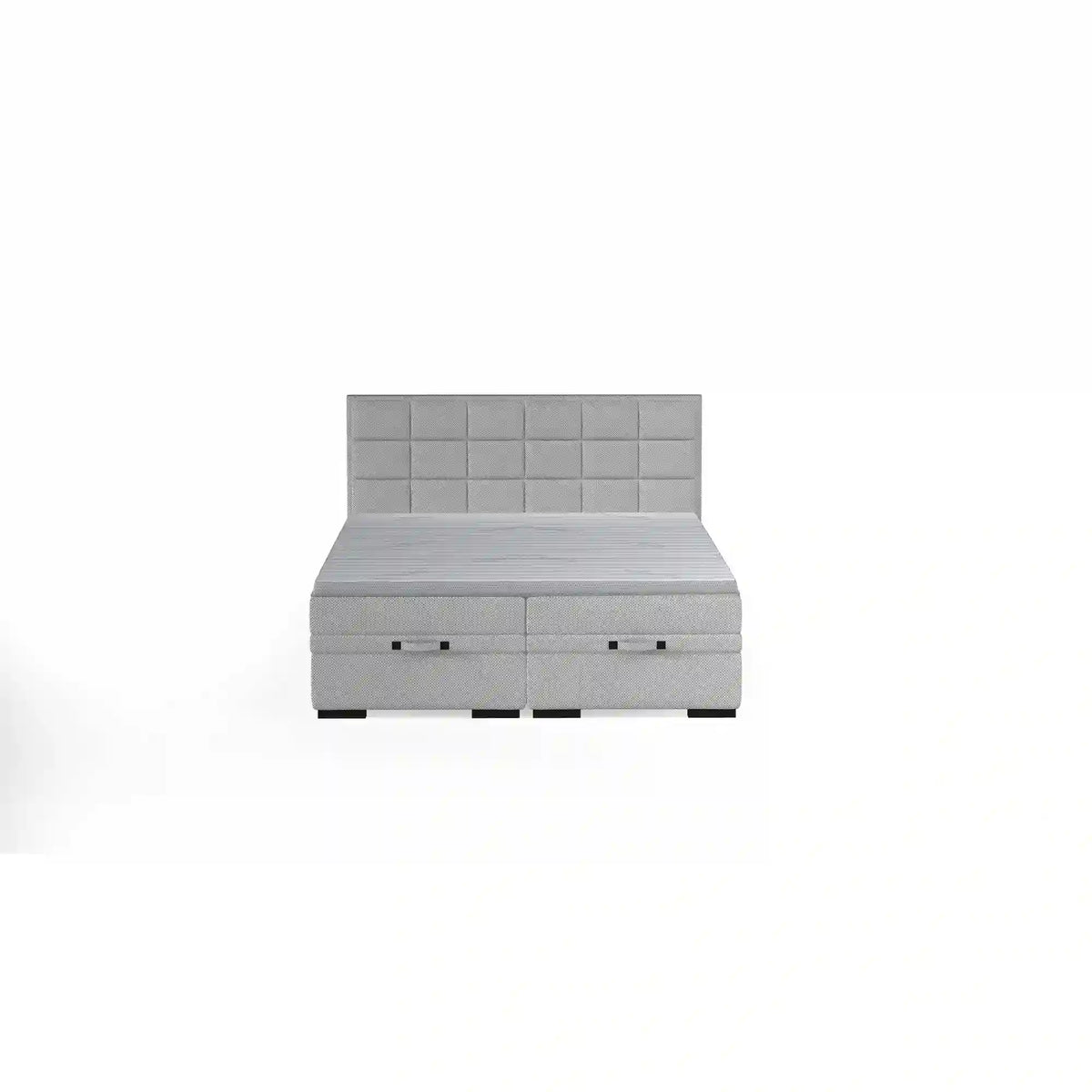 Pat boxspring SEMENO 140x200, personalizabil materiale Gama Oferta Avantaj, cu saltele, spatiu depozitare si topper