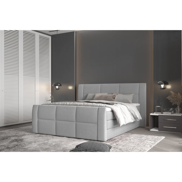 Pat boxspring STELLA 180x200, personalizabil materiale Gama Premium, cu lada depozitare, saltele si topper