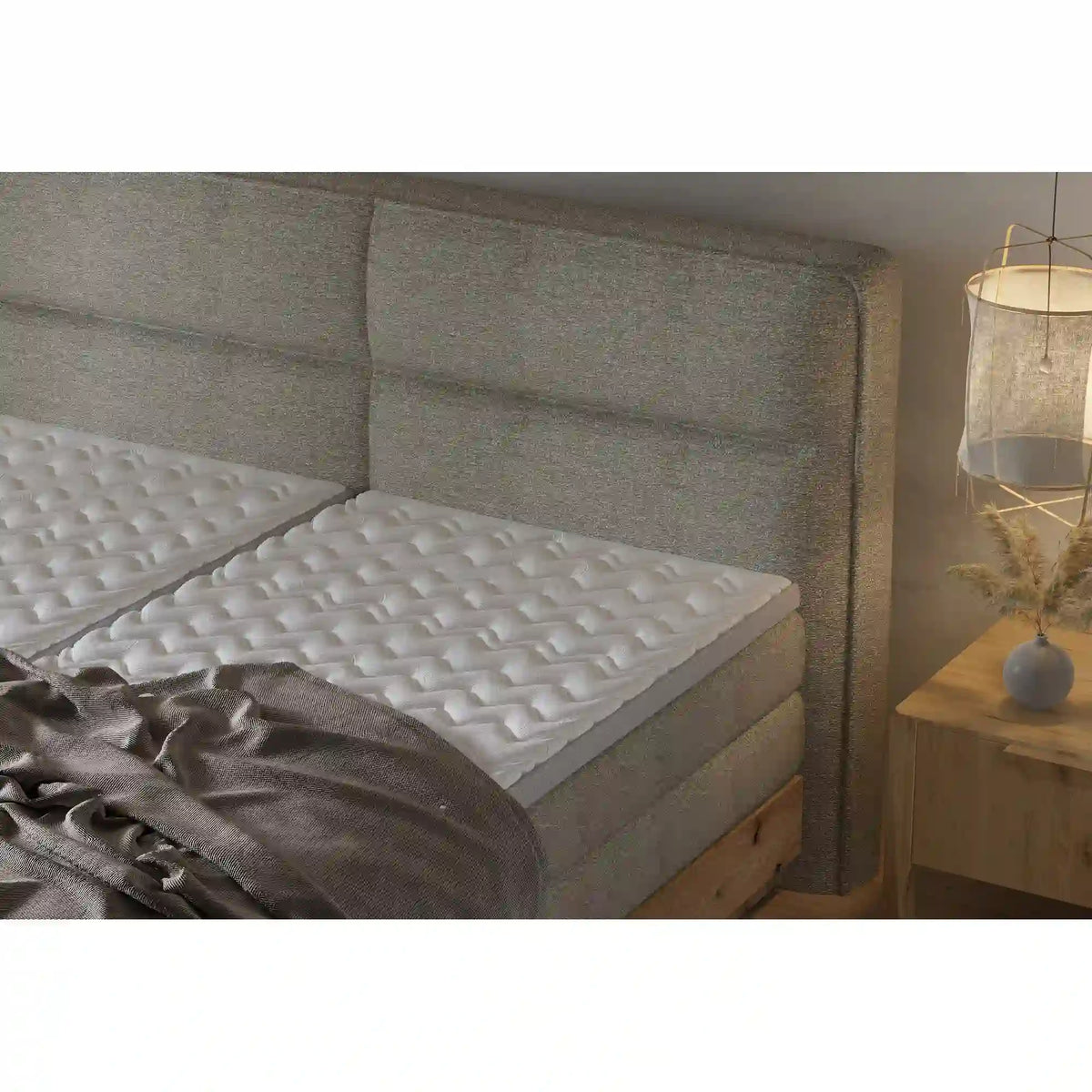 Pat boxspring VALSEN 180x200, personalizabil materiale Gama Premium, cu mecanism electric, saltele si topper