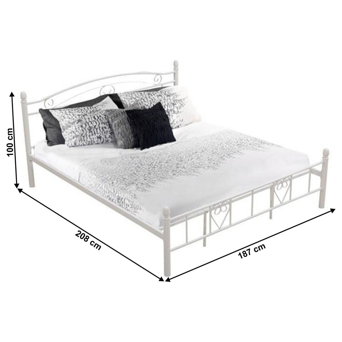 Pat BRITA NEW 180x200 cm, alb, metal, cu somiera