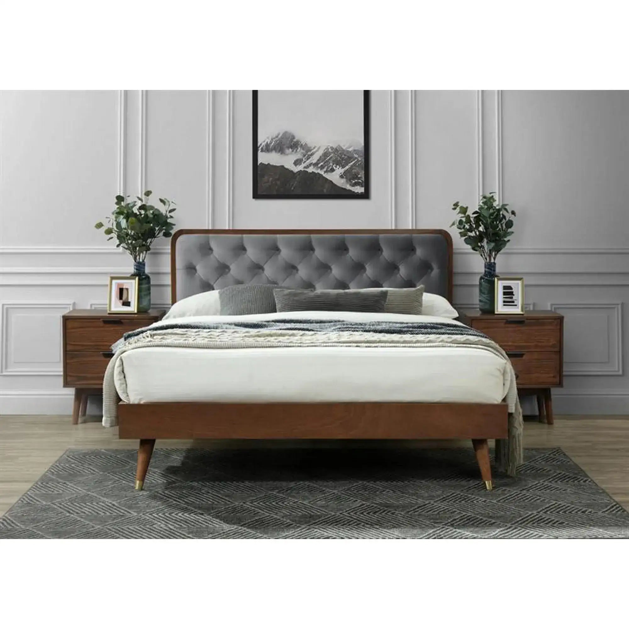 Pat CASSIDY 140x200, stofa catifelata gri, cu somiera