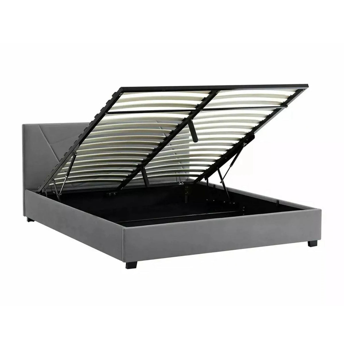 Pat COLUMBIA 160x200, stofa catifelata gri - Tap 192, cu somiera si spatiu depozitare