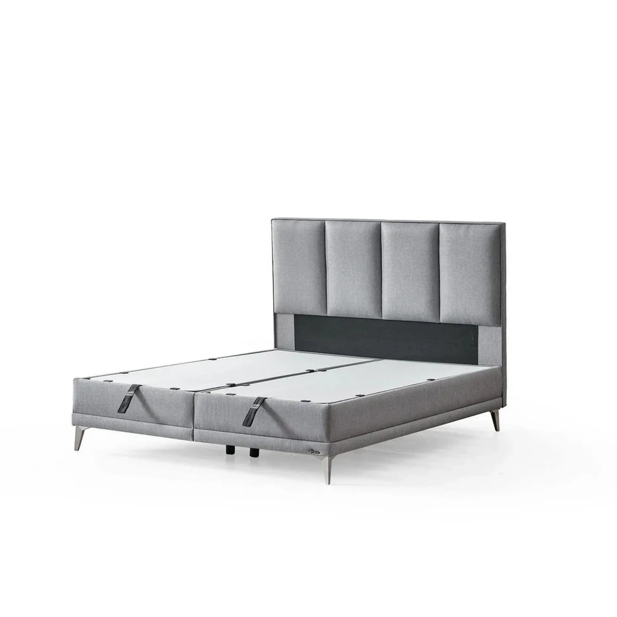 Pat COOL TOUCH 160x200, stofa gri - Noway E1055, cu somiera si spatiu depozitare