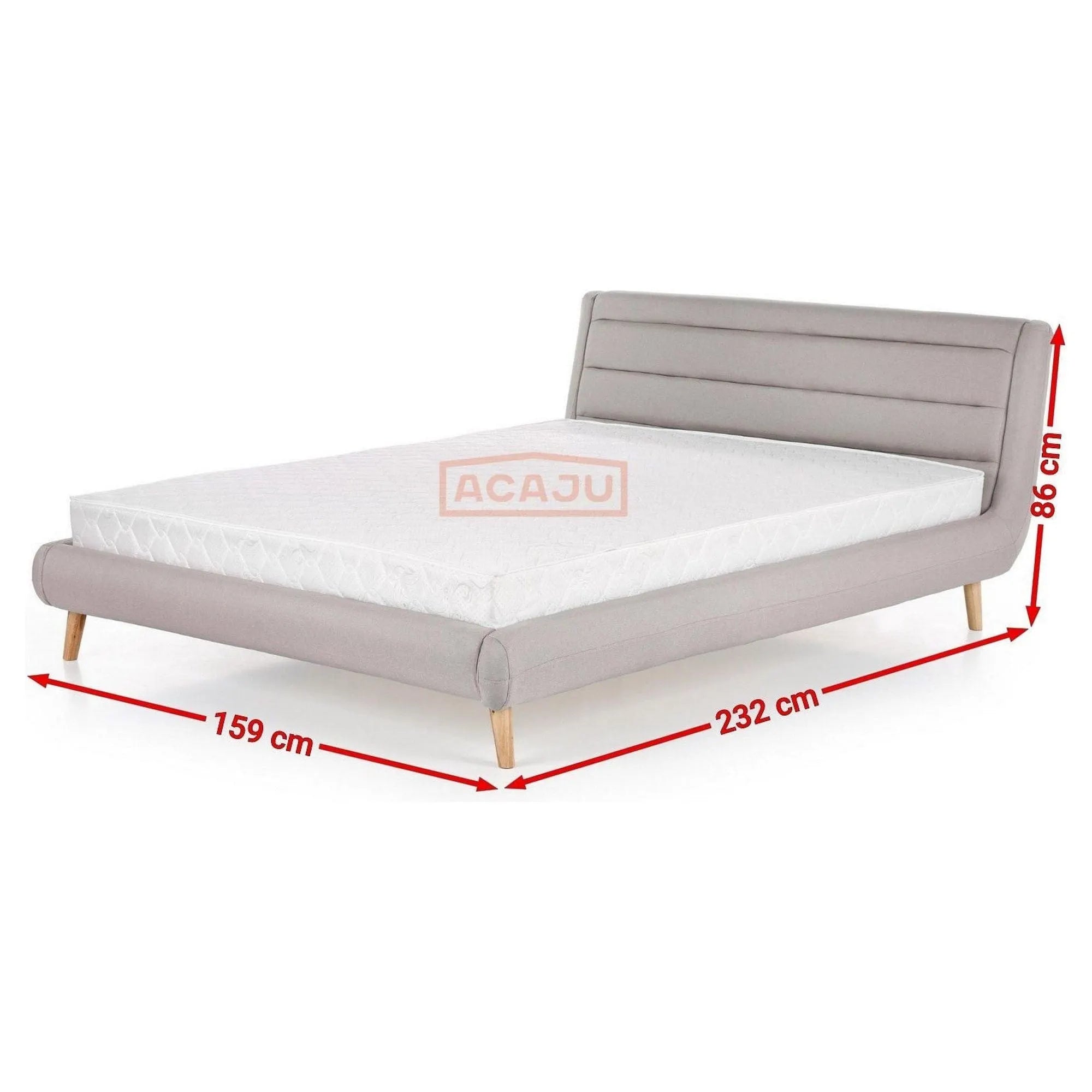 Pat Elanda 140x200, stofa clasica gri deschis, cu somiera