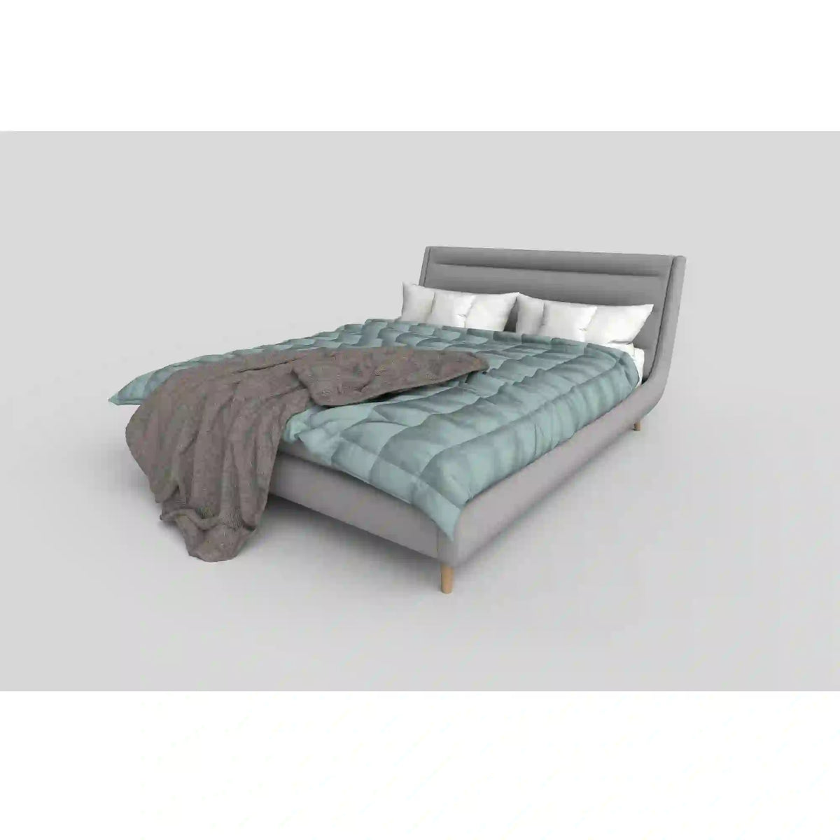 Pat Elanda 160x200, stofa clasica gri deschis, cu somiera