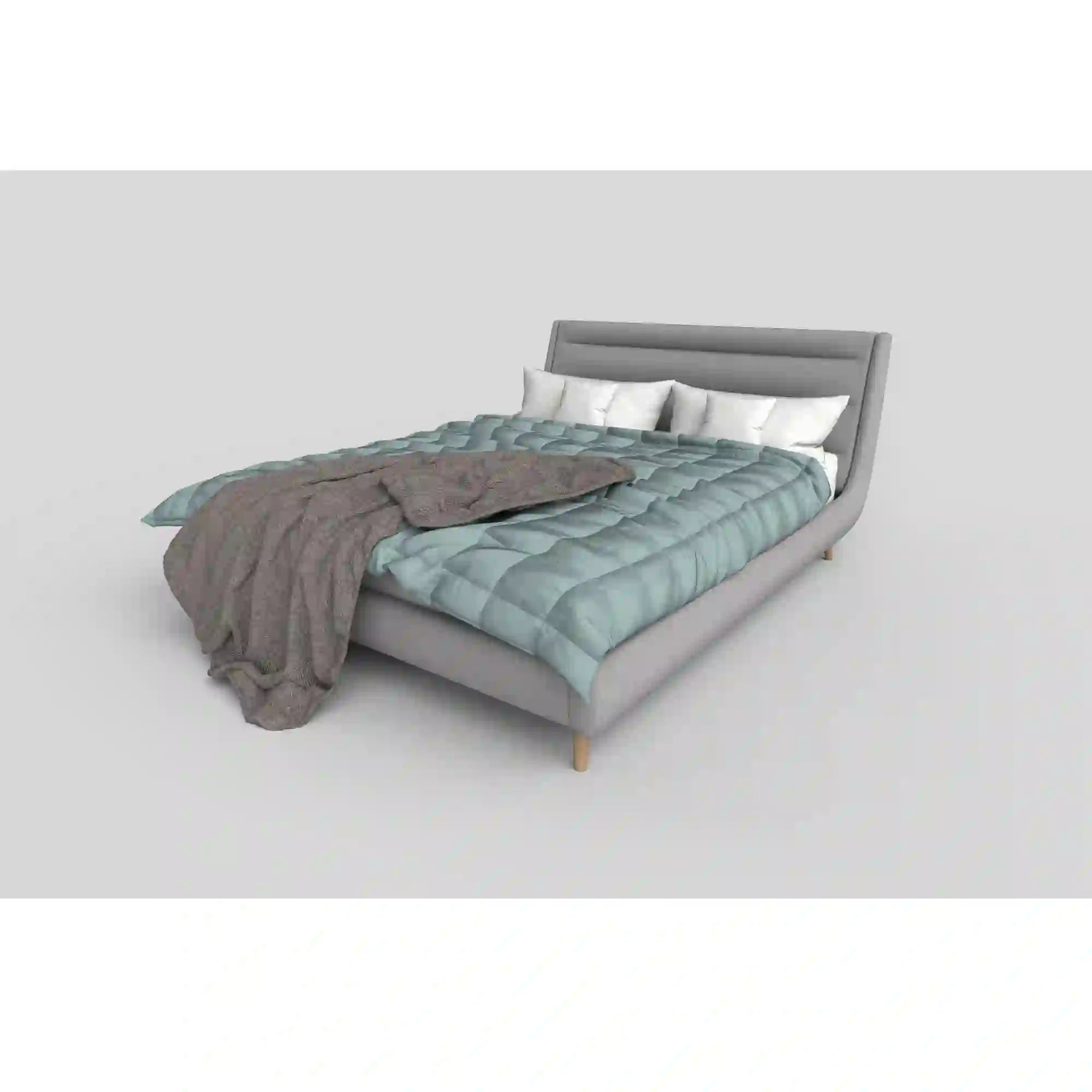 Pat Elanda 160x200, stofa clasica gri deschis, cu somiera