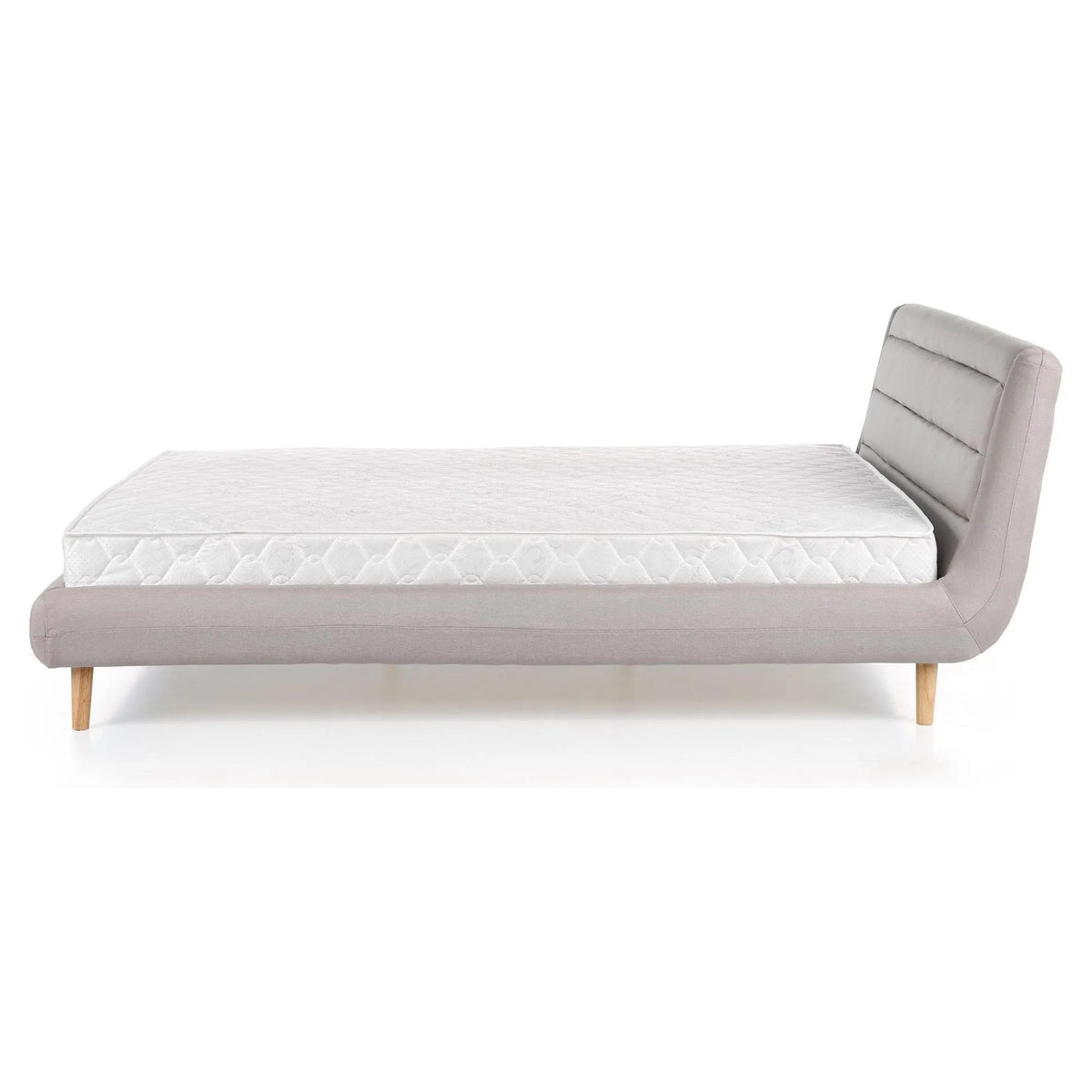 Pat Elanda 160x200, stofa clasica gri deschis, cu somiera