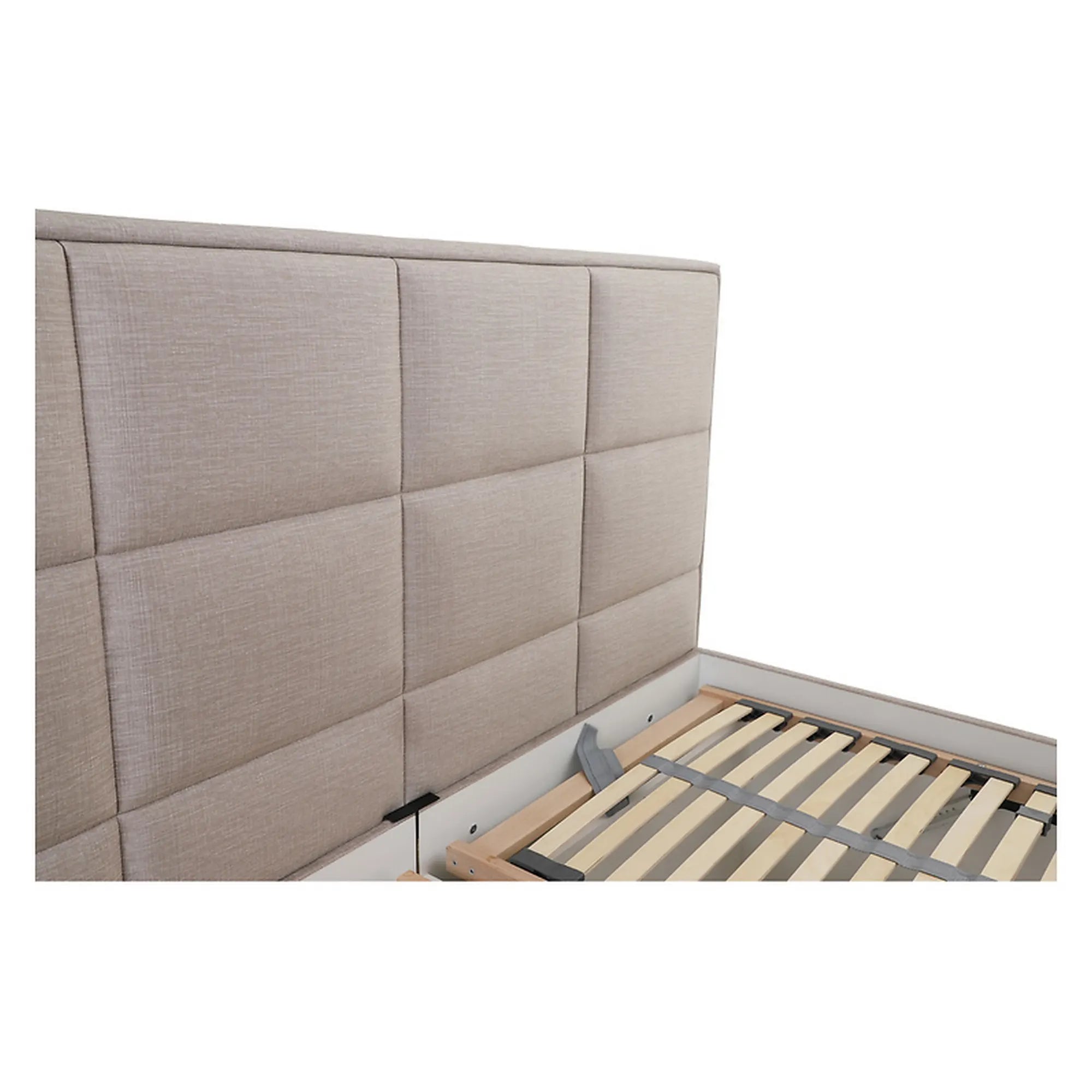 Pat ELLA 160x200, stofa catifelata bej - Voss 28, cu somiera si spatiu depozitare