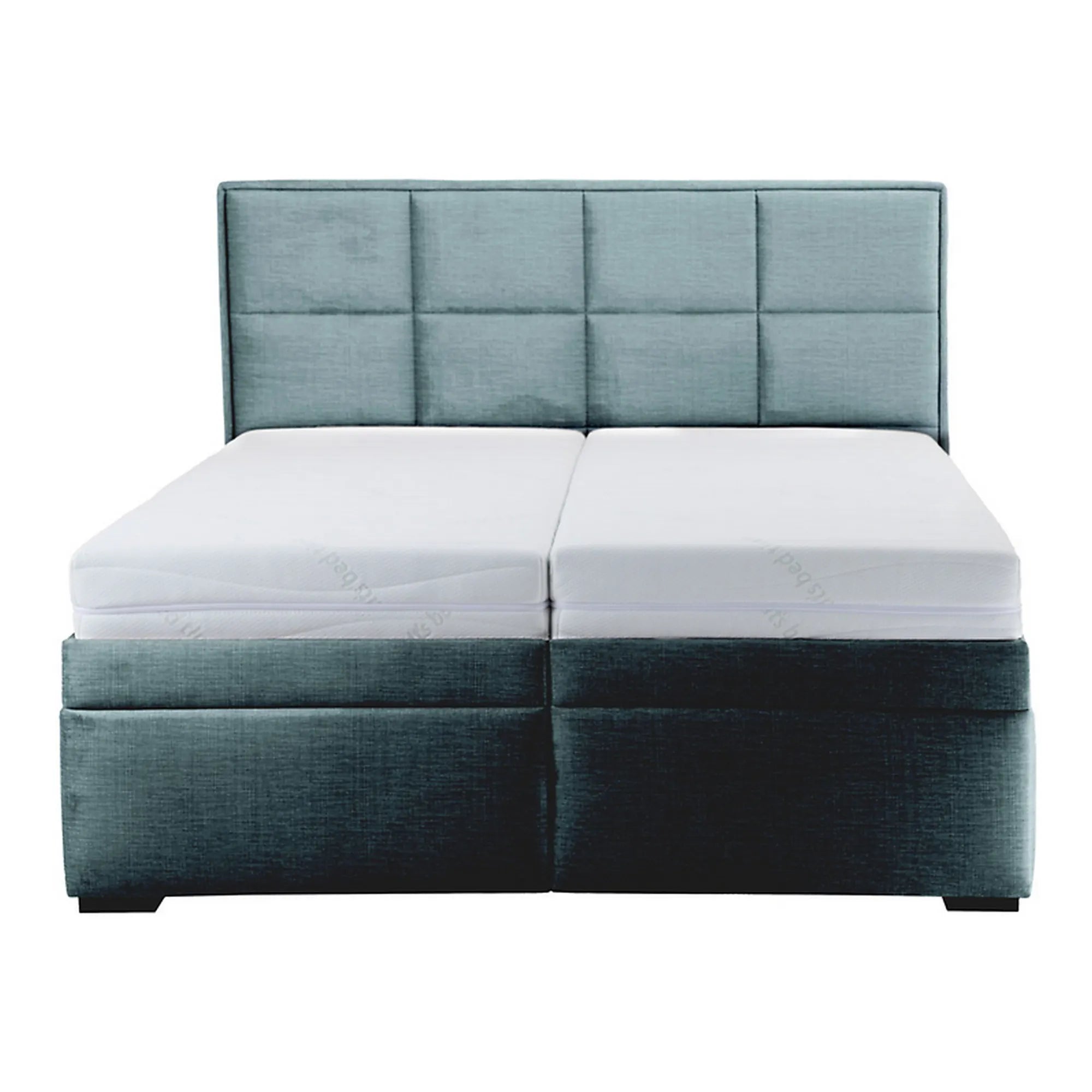 Pat ELLA 160x200, stofa catifelata verde menta - Voss 84, cu somiera si spatiu depozitare