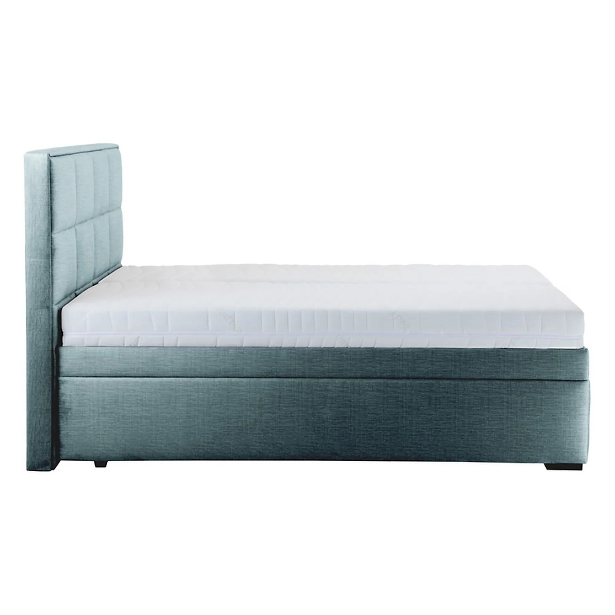 Pat ELLA 160x200, stofa catifelata verde menta - Voss 84, cu somiera si spatiu depozitare