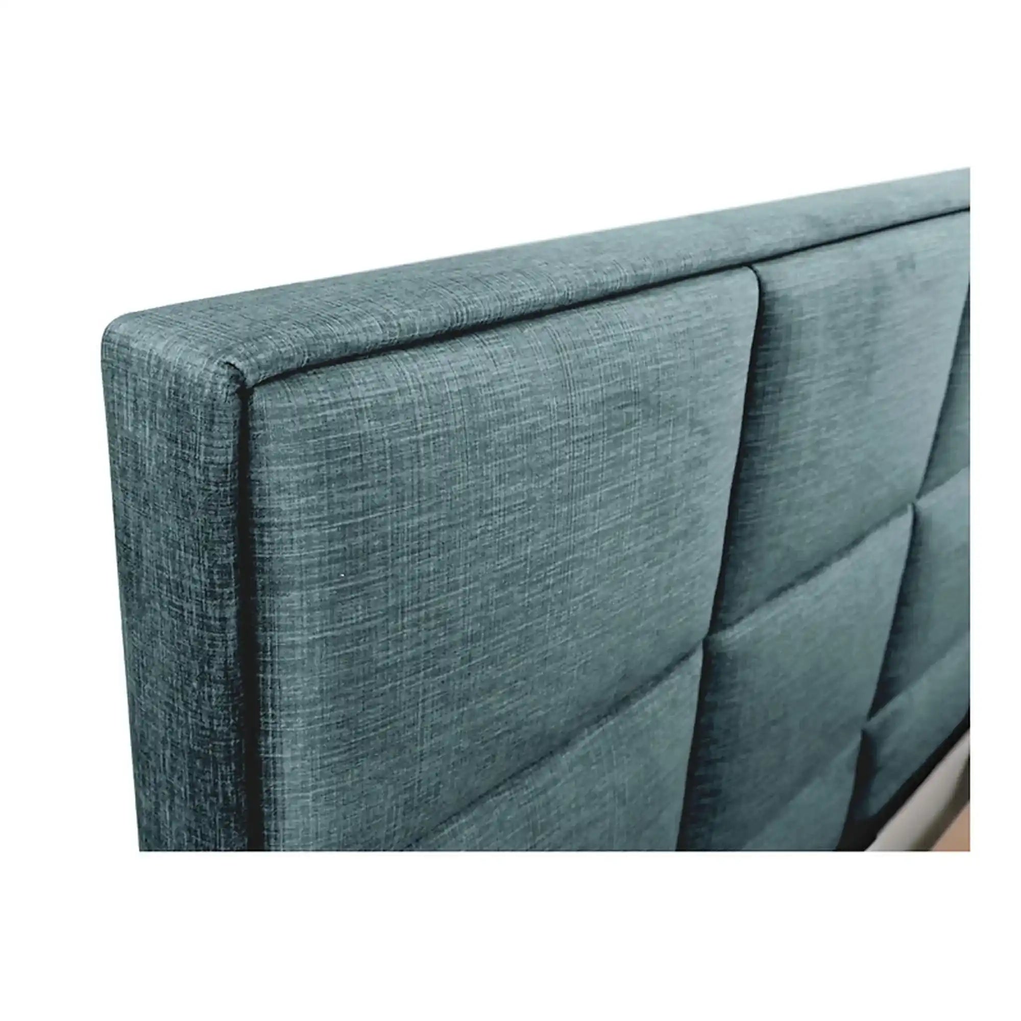 Pat ELLA 160x200, stofa catifelata verde menta - Voss 84, cu somiera si spatiu depozitare