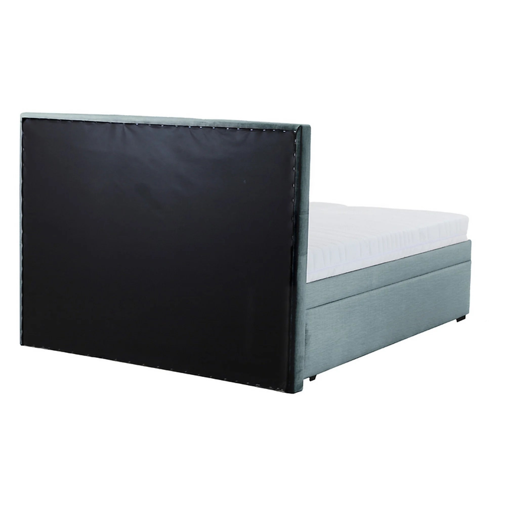 Pat ELLA 160x200, stofa catifelata verde menta - Voss 84, cu somiera si spatiu depozitare