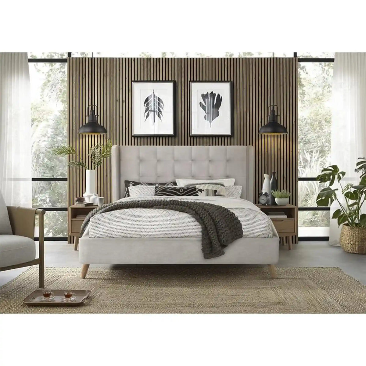 Pat ESTELLA 160x200, stofa catifelata bej, cu somiera