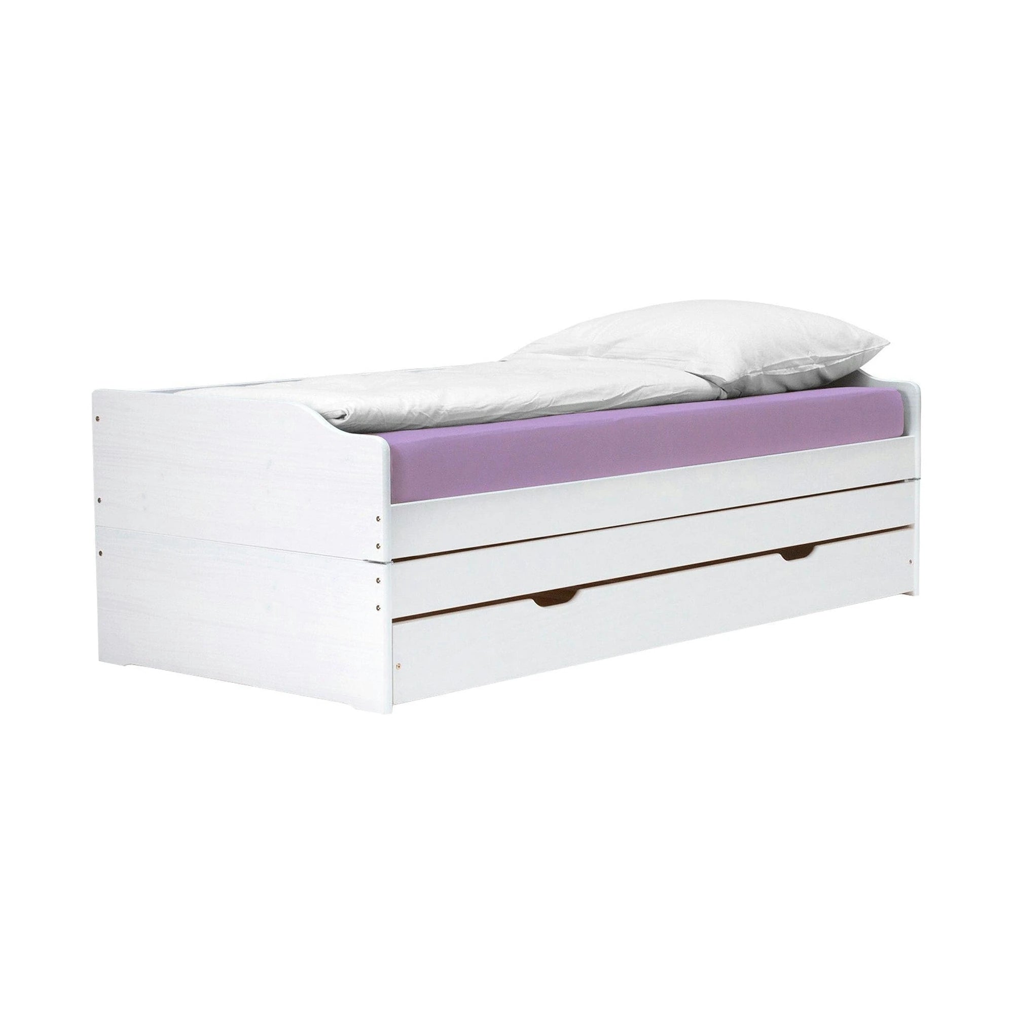 Pat extensibil FLOPY 90x200, alb, lemn, cu somiera