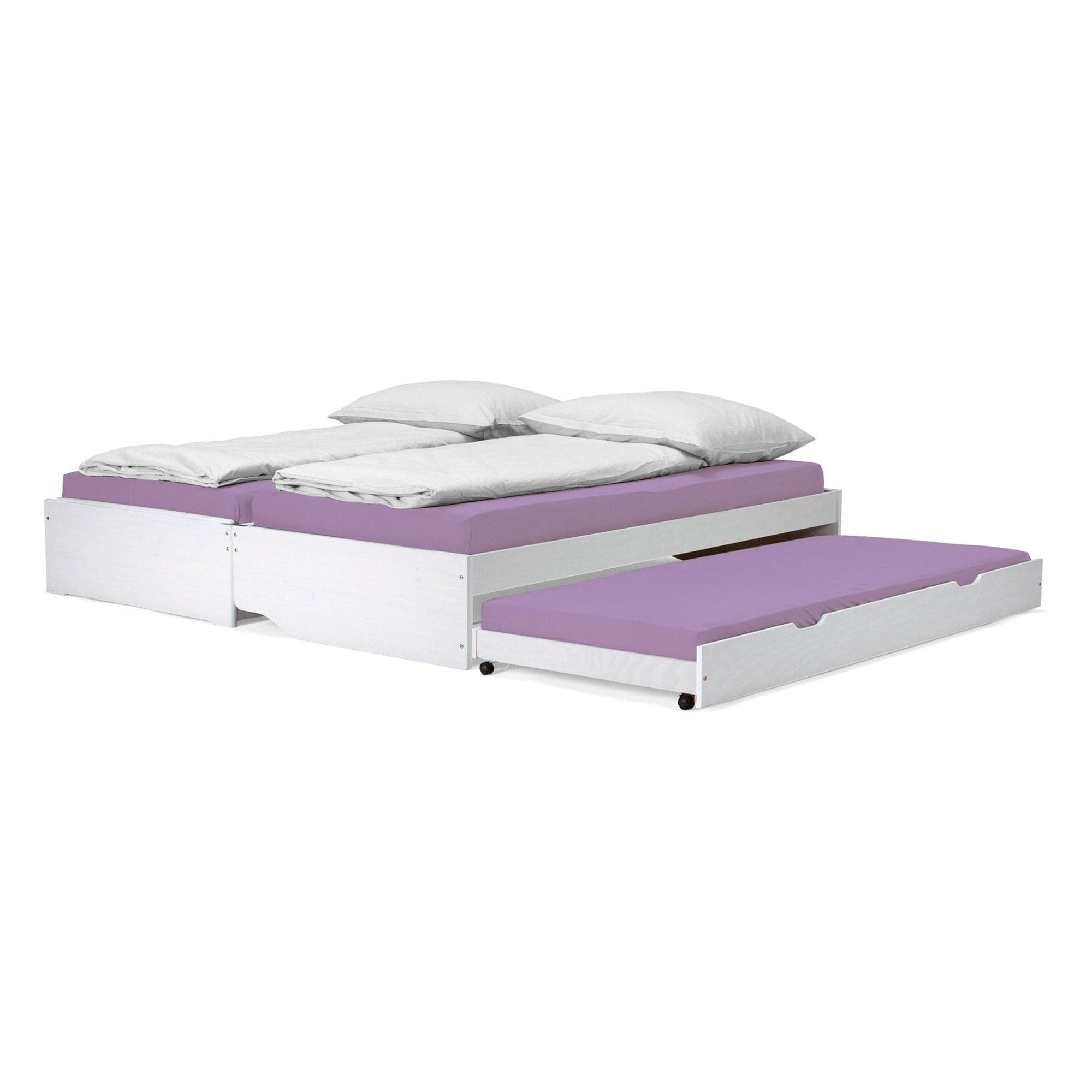 Pat extensibil FLOPY 90x200, alb, lemn, cu somiera