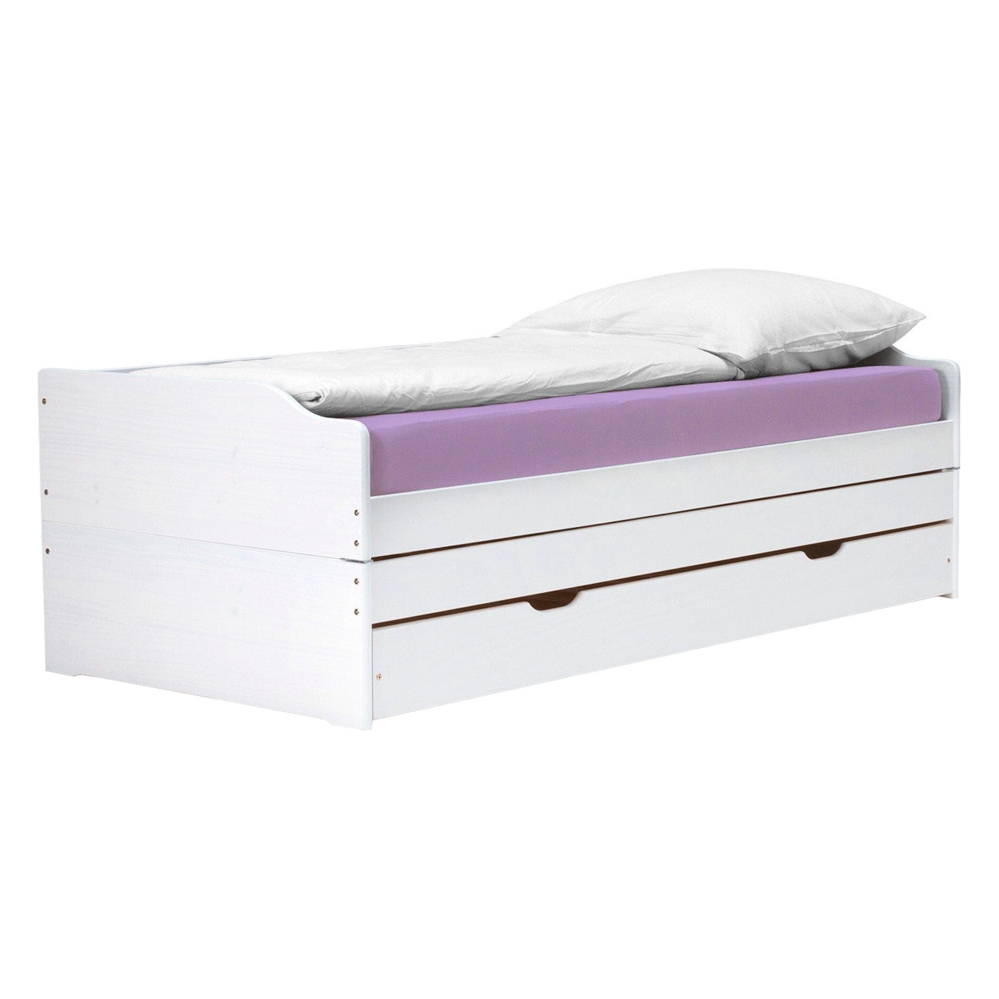 Pat extensibil FLOPY 90x200, alb, lemn, cu somiera