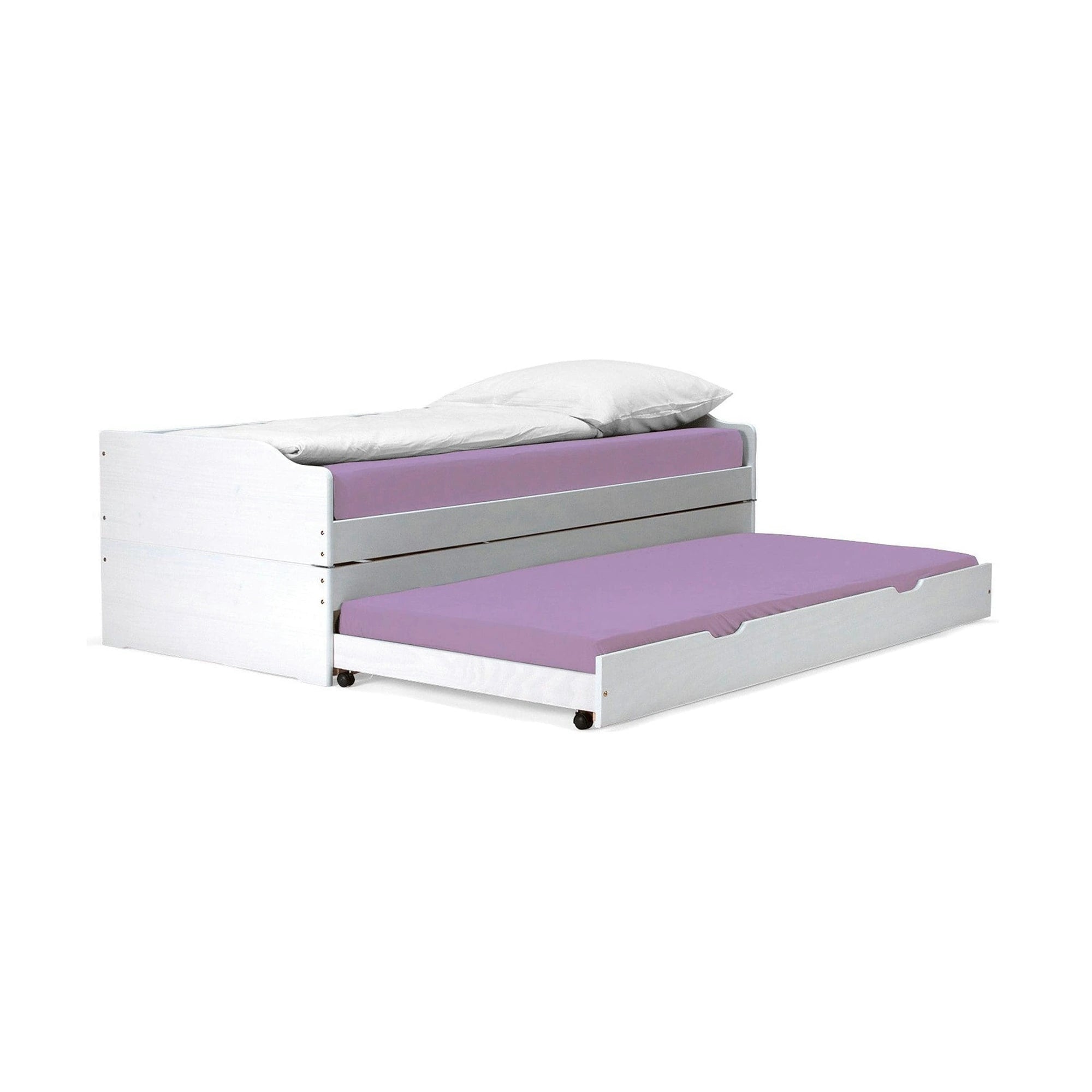 Pat extensibil FLOPY 90x200, alb, lemn, cu somiera