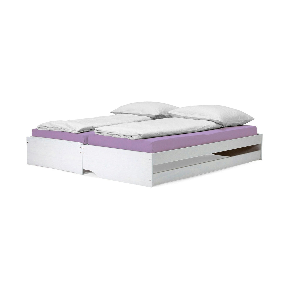 Pat extensibil FLOPY 90x200, alb, lemn, cu somiera