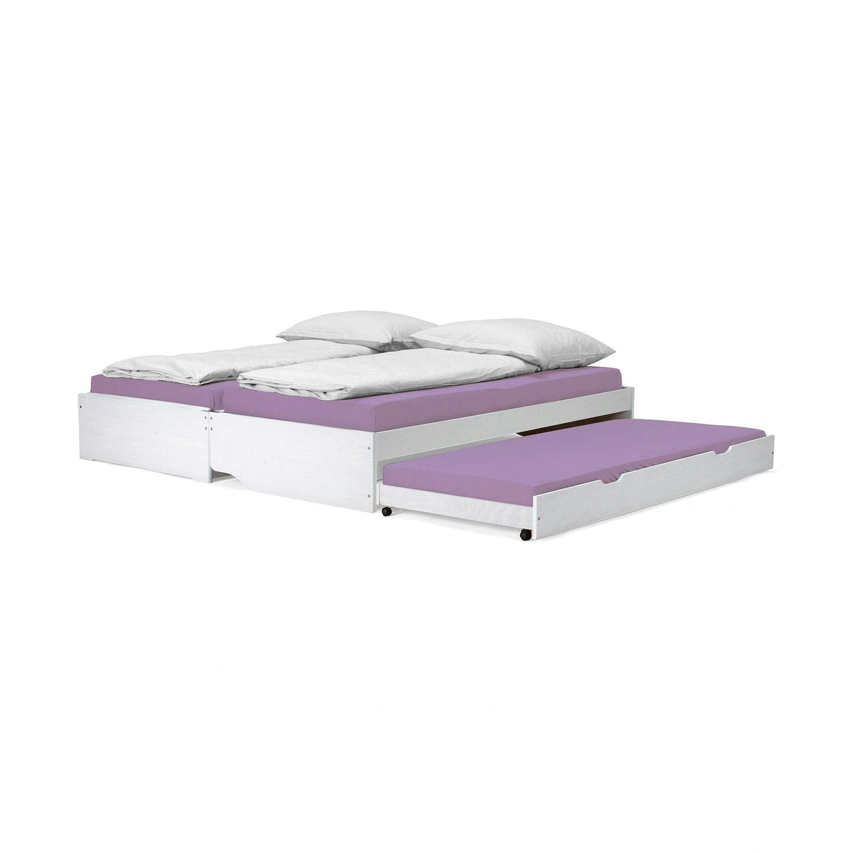 Pat extensibil FLOPY 90x200, alb, lemn, cu somiera