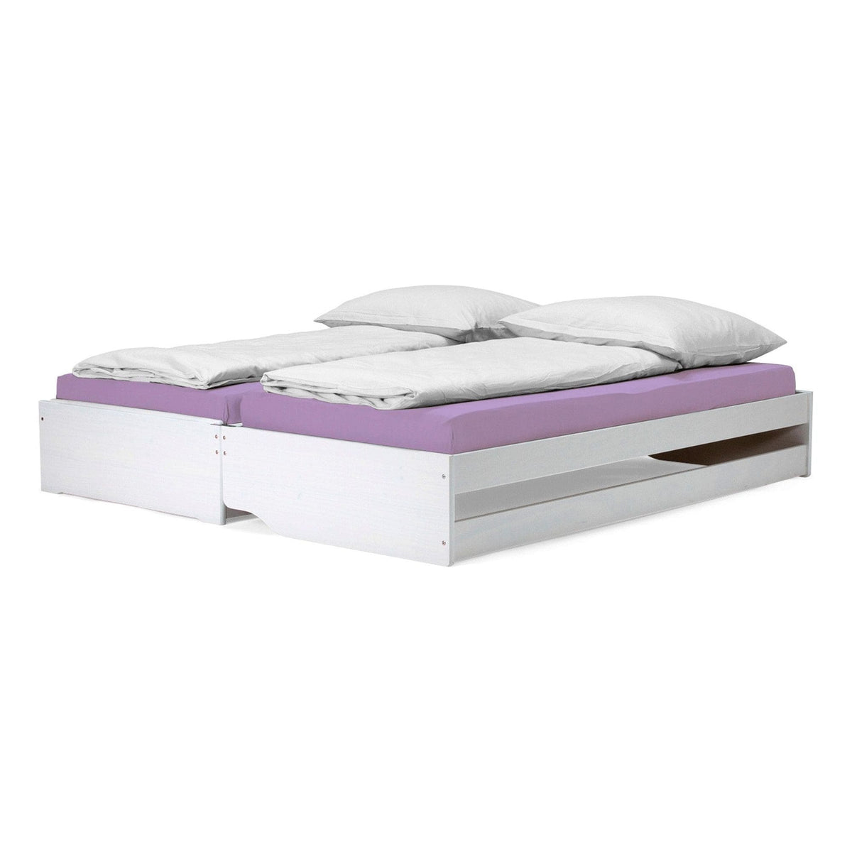 Pat extensibil FLOPY 90x200, alb, lemn, cu somiera