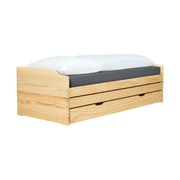 Pat extensibil FLOPY 90x200, stejar, lemn, cu somiera