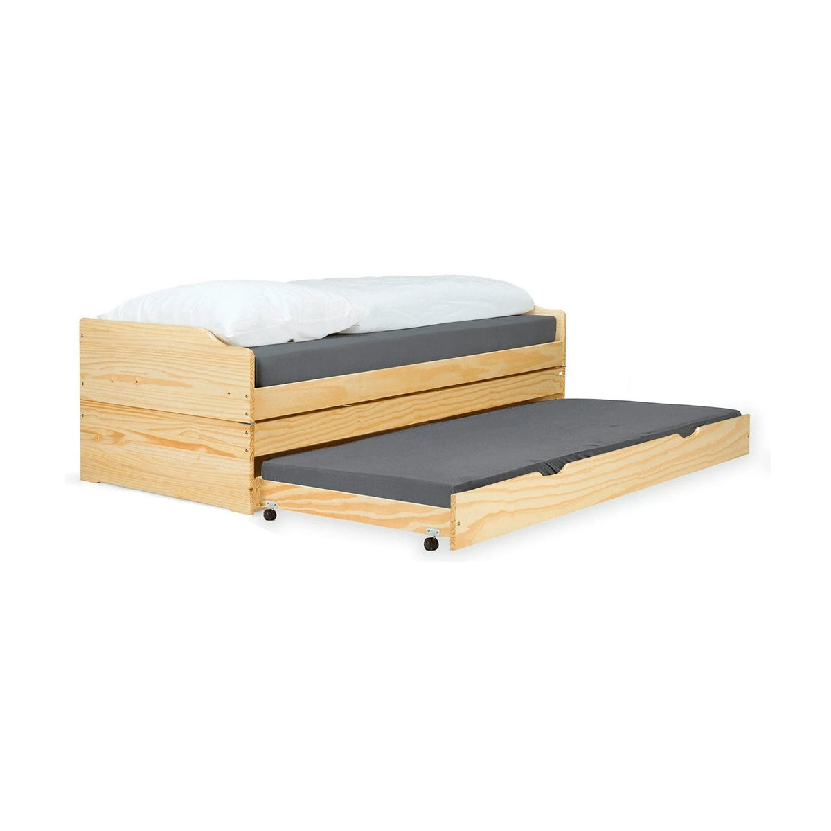 Pat extensibil FLOPY 90x200, stejar, lemn, cu somiera