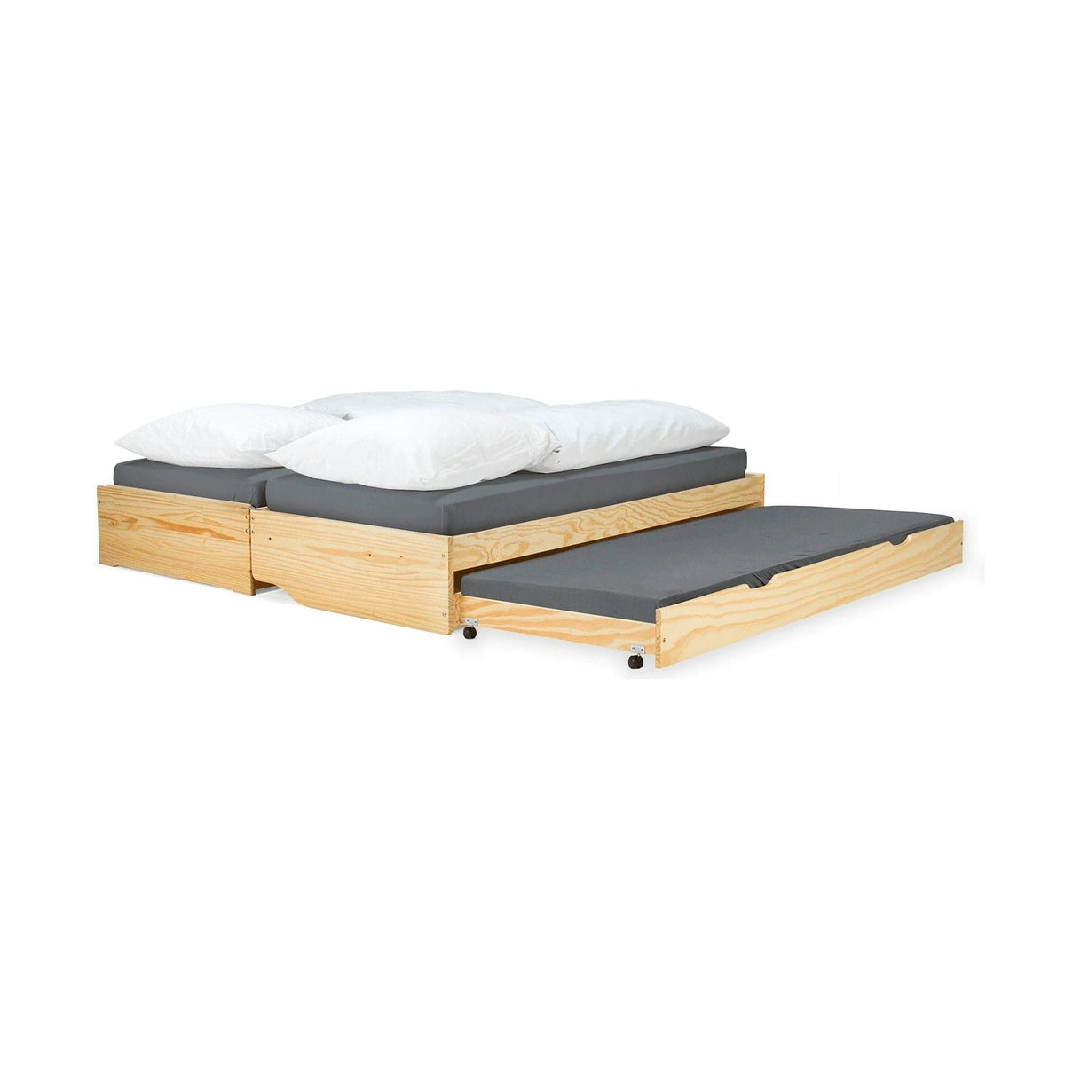 Pat extensibil FLOPY 90x200, stejar, lemn, cu somiera