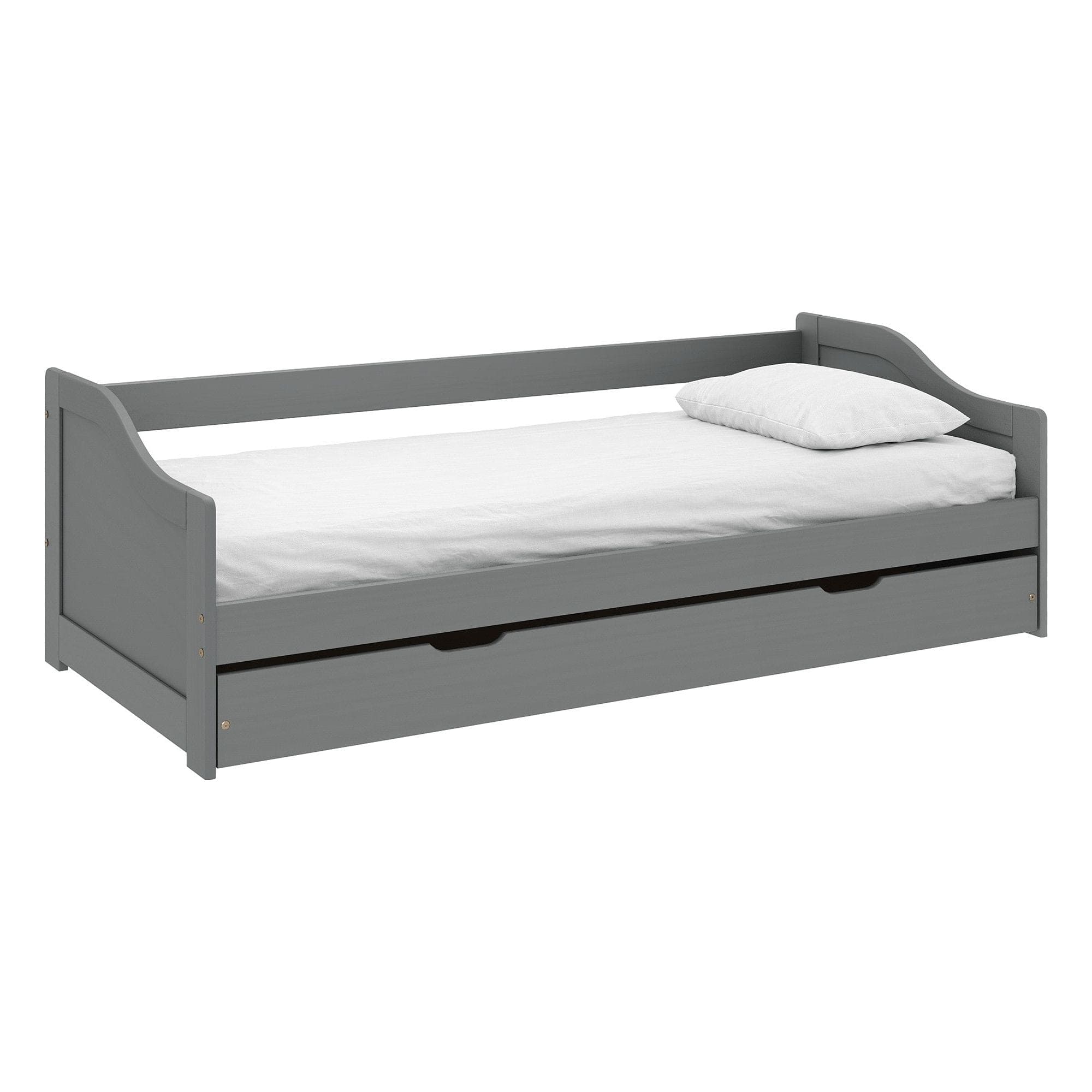 Pat extensibil LAURA NEW 90x200, gri, lemn/metal, cu somiera