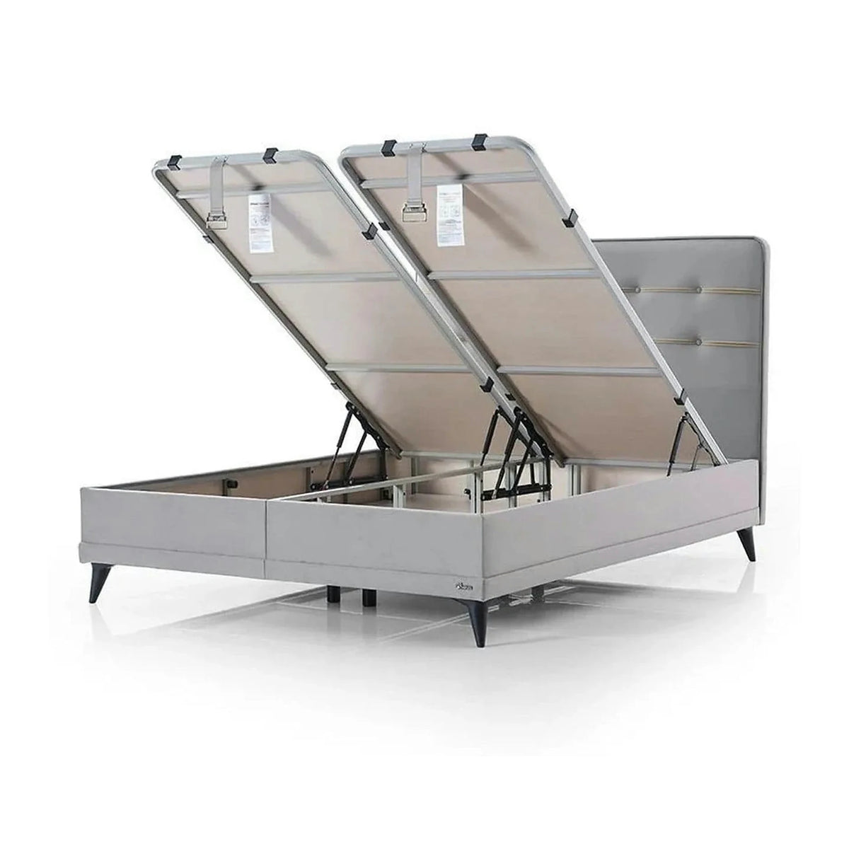 Pat FLEXFIT 120x200, stofa catifelata gri - Noway E1055, cu somiera si spatiu depozitare