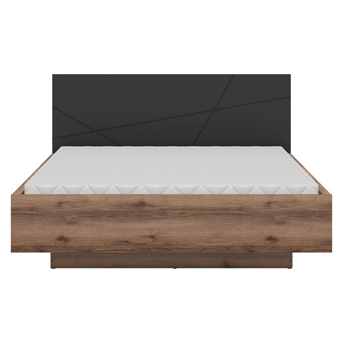 Pat FORN, nuc/negru mat, PAL, cu somiera si spatiu de depozitare, 169.5x206x98.5 cm