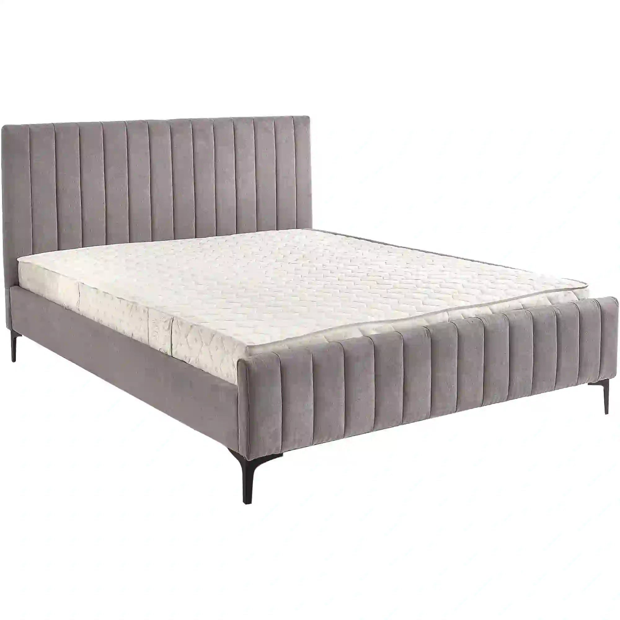 Pat FRANCESCA 160x200, stofa clasica gri, cu somiera