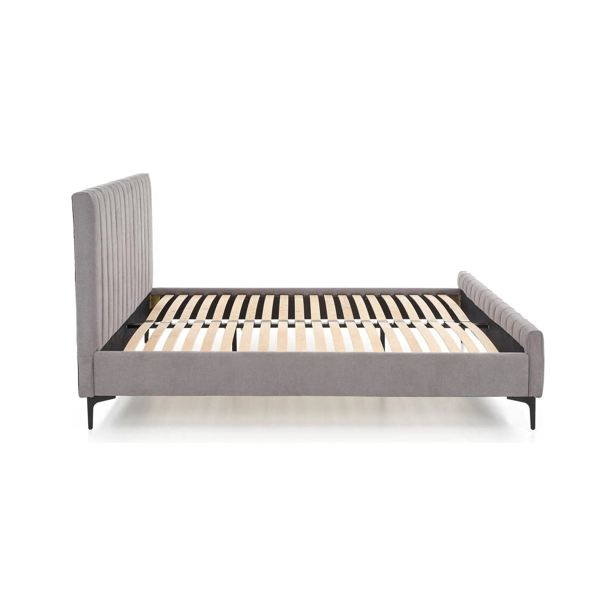 Pat FRANCESCA 160x200, stofa clasica gri, cu somiera