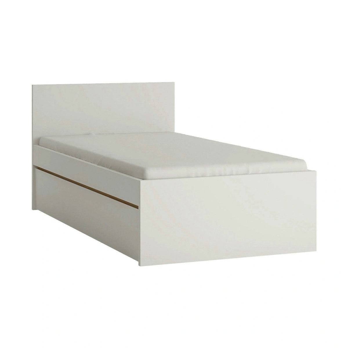 Pat GLOBO 90x200, alb, PAL laminat, cu spatiu pentru depozitare