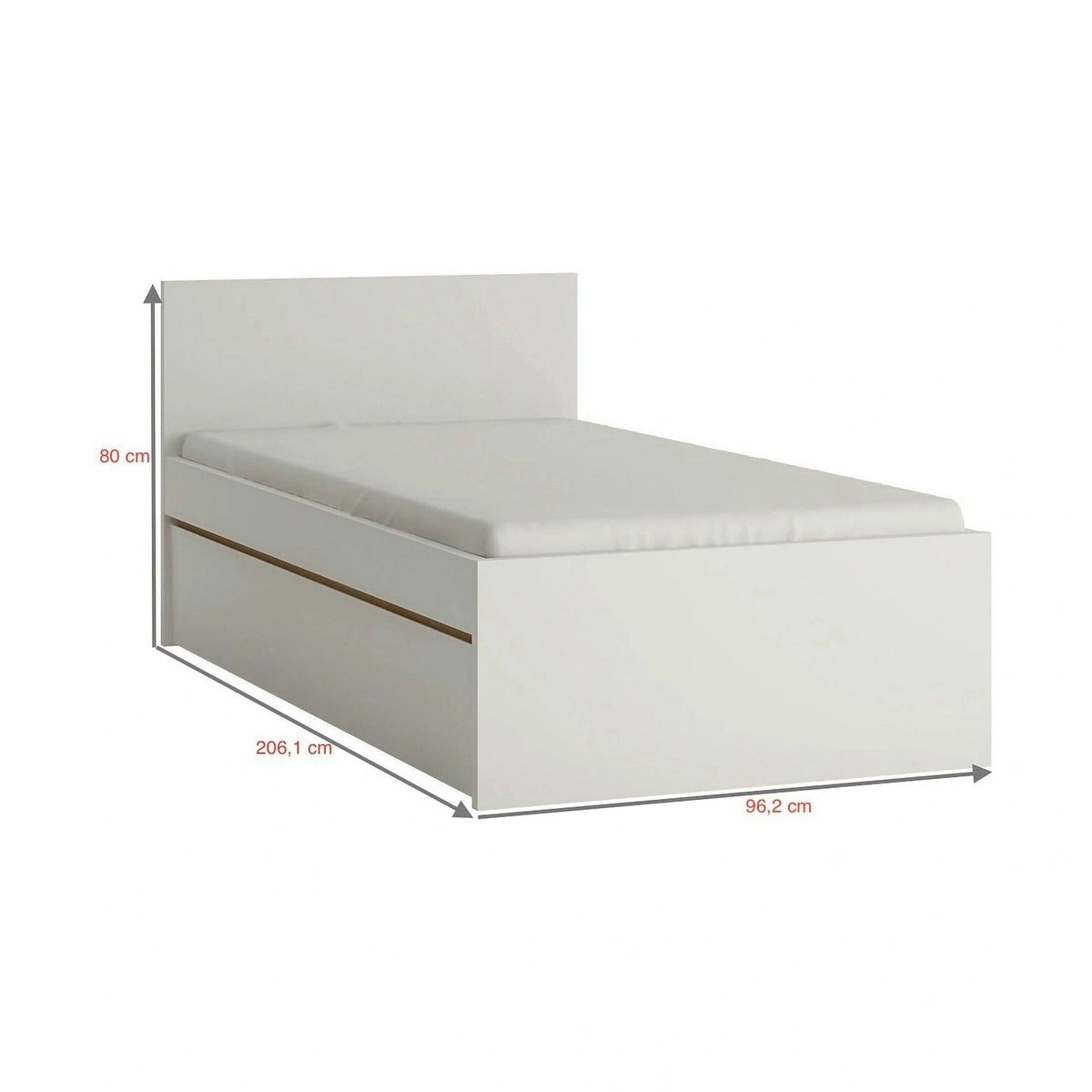 Pat GLOBO 90x200, alb, PAL laminat, cu spatiu pentru depozitare
