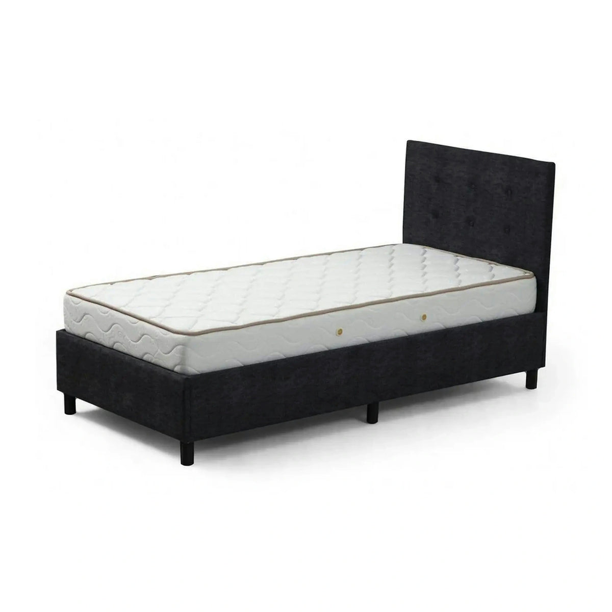 Pat HIRA 120x200, stofa clasica gri antracit, cu saltea si suport saltea