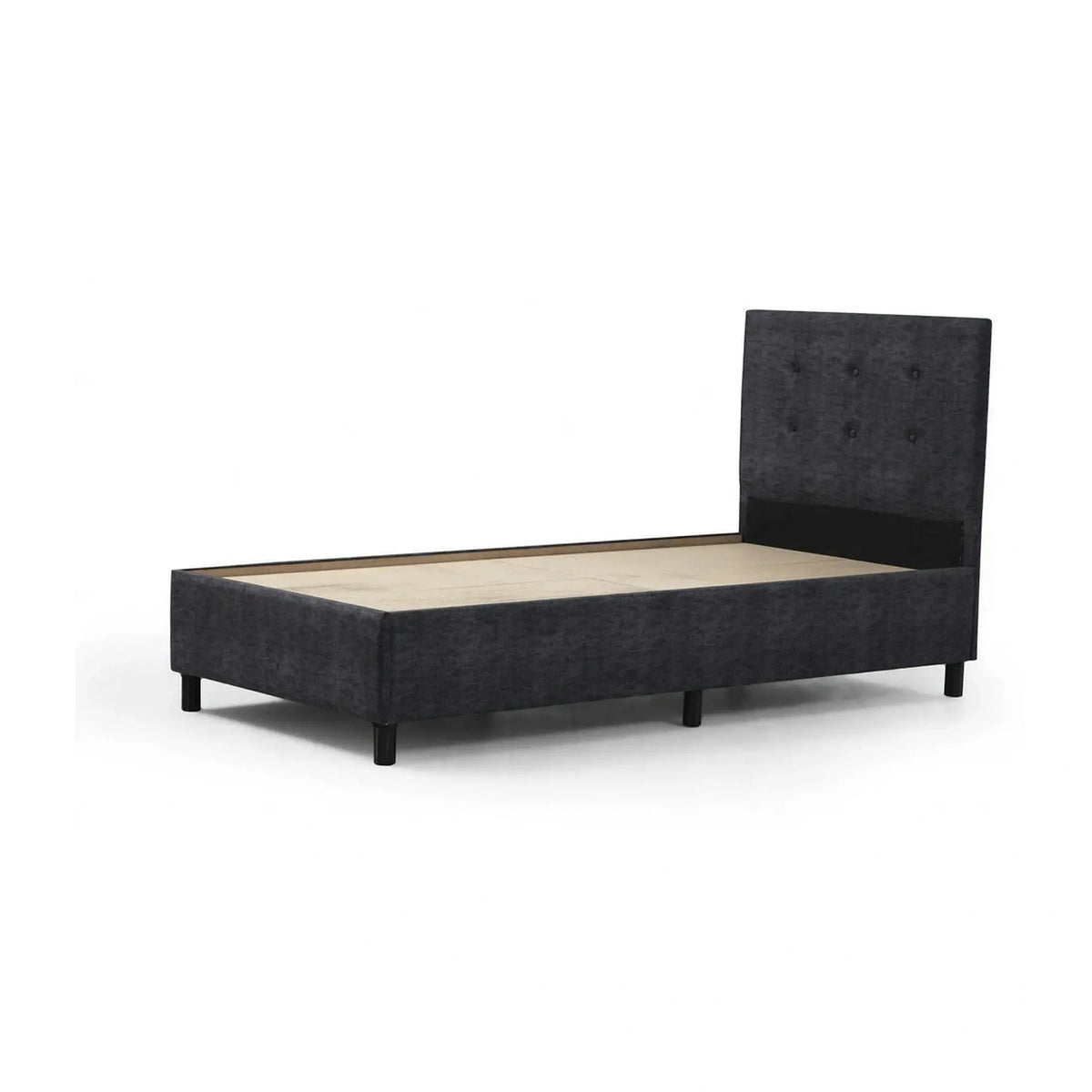 Pat HIRA 120x200, stofa clasica gri antracit, cu suport saltea