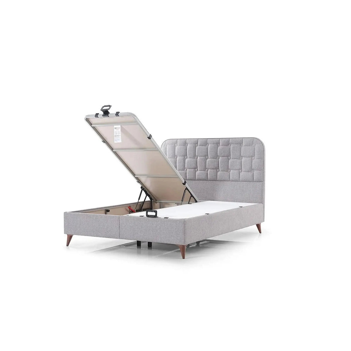 Pat INFINITY 160x200, stofa clasica gri - Linum 660, cu somiera si spatiu depozitare