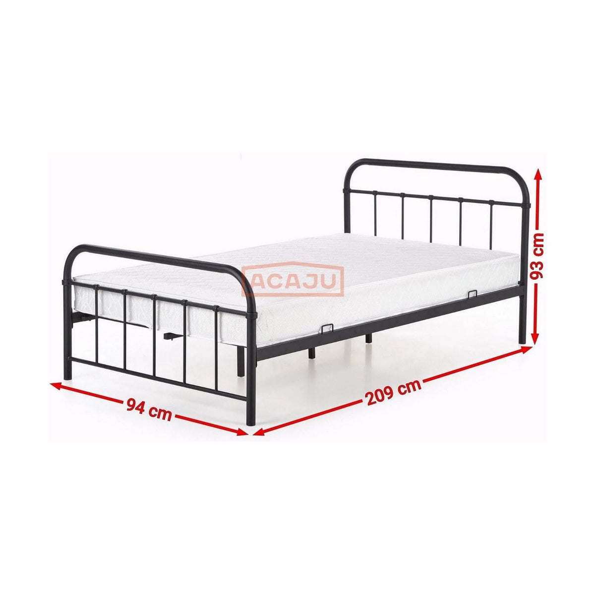 Pat Linda 120x200, negru, otel, cu somiera