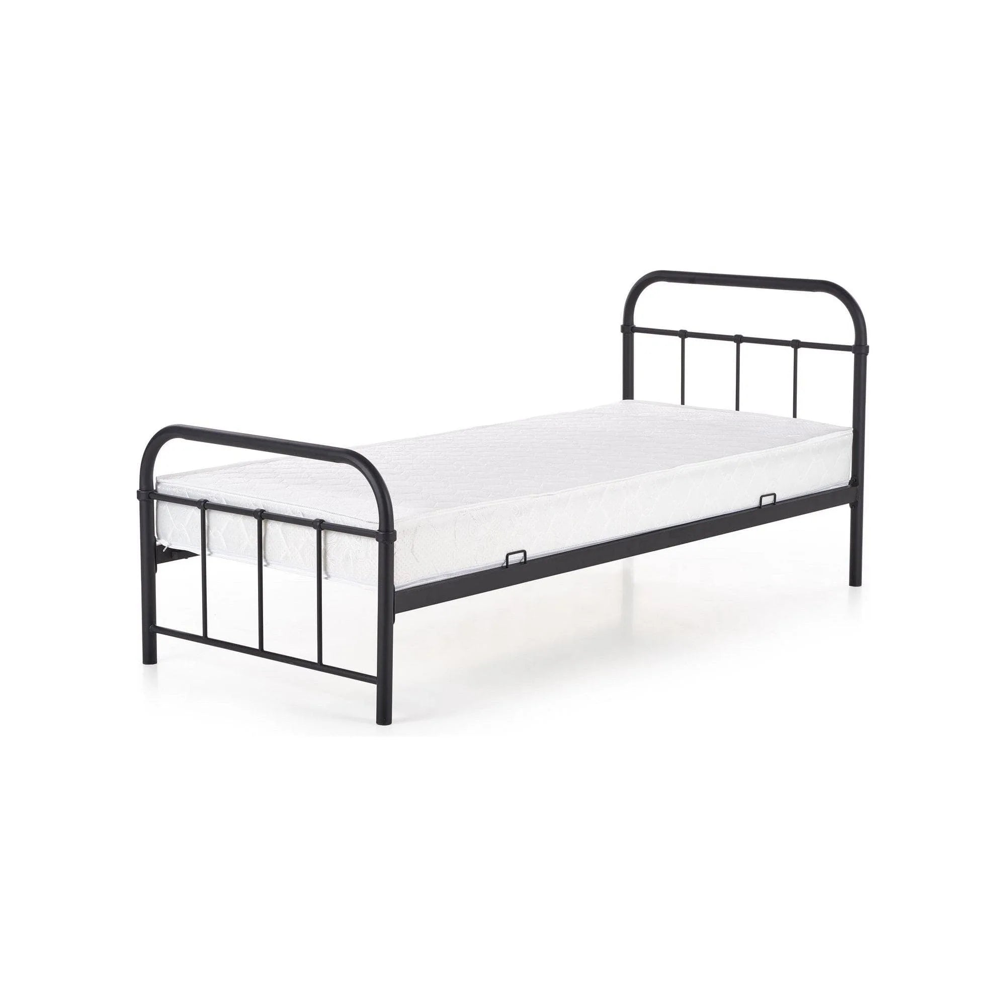 Pat Linda 90x200, negru, otel, cu somiera