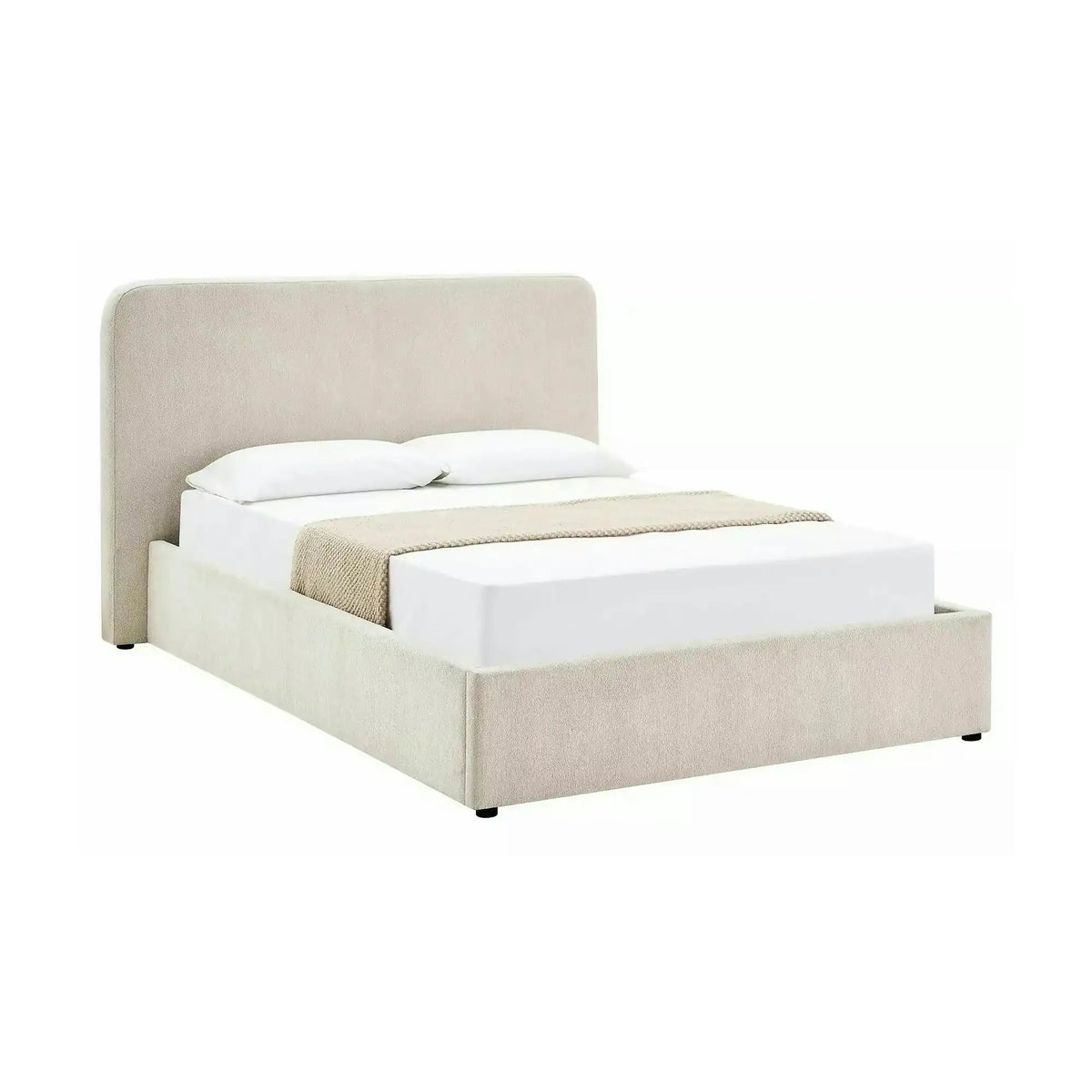 Pat LUMIA 160x200, bej, stofă, cu spațiu de depozitare