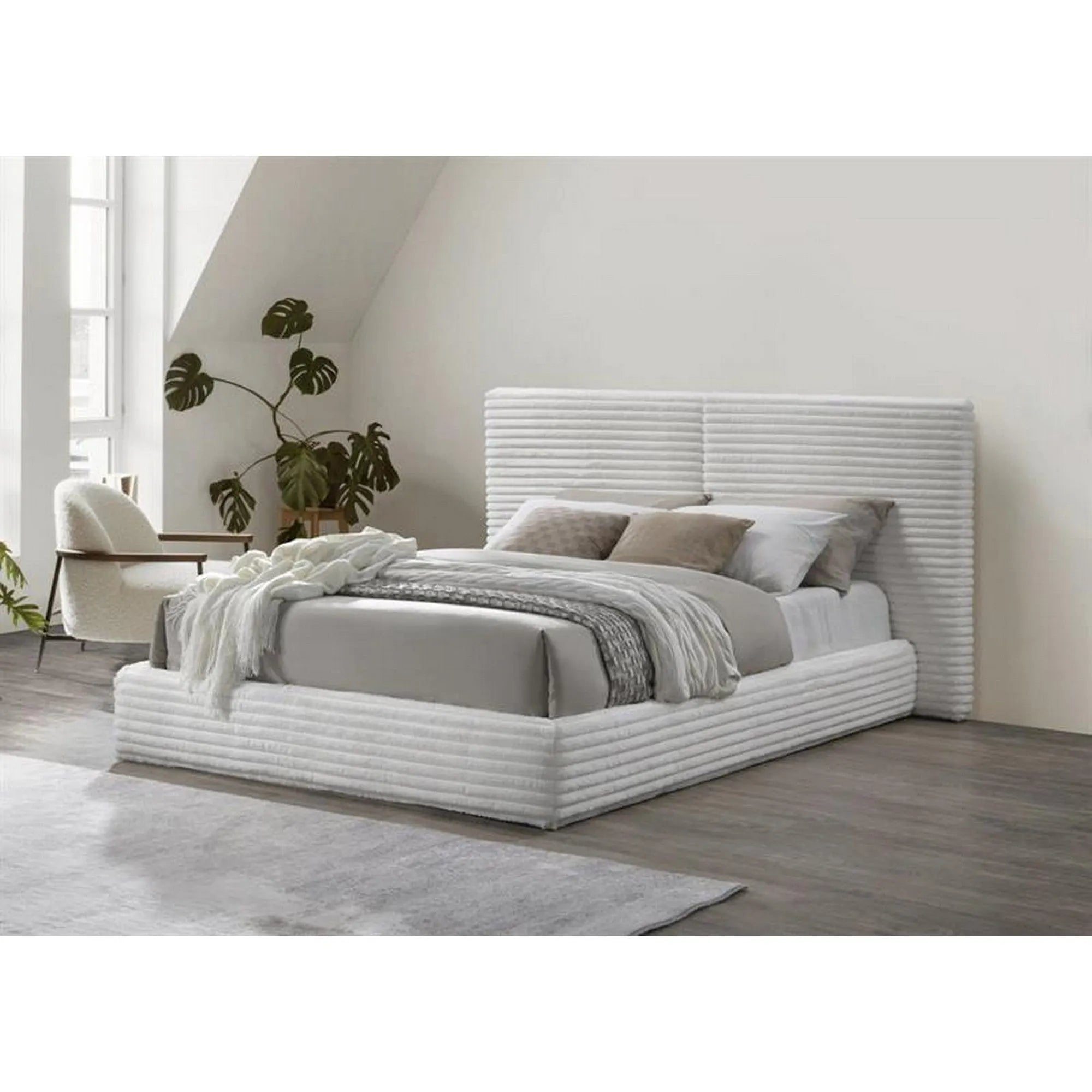 Pat MADERA 160x200, stofa, crem, cu somiera